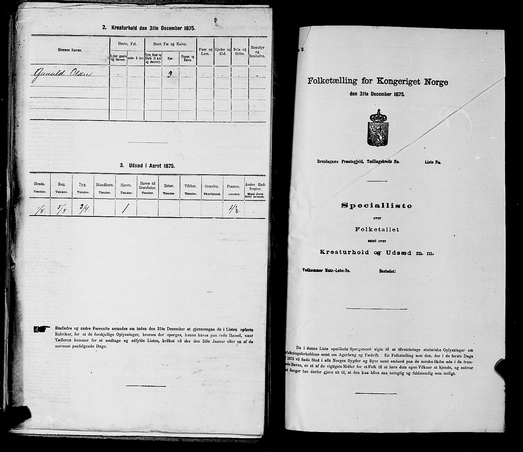 SAKO, 1875 census for 0820P Lunde, 1875, p. 654