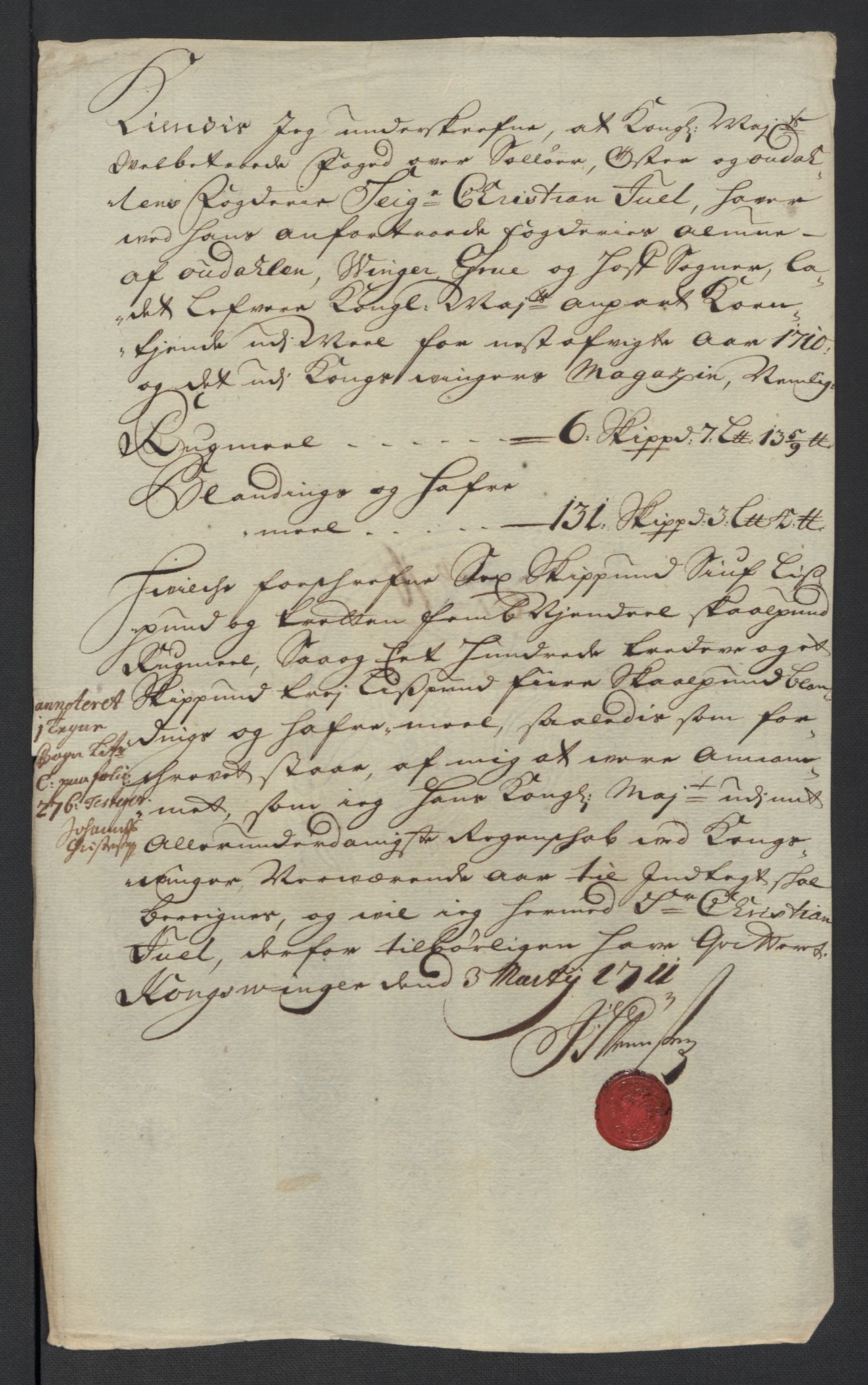 Rentekammeret inntil 1814, Reviderte regnskaper, Fogderegnskap, AV/RA-EA-4092/R13/L0847: Fogderegnskap Solør, Odal og Østerdal, 1710, p. 155