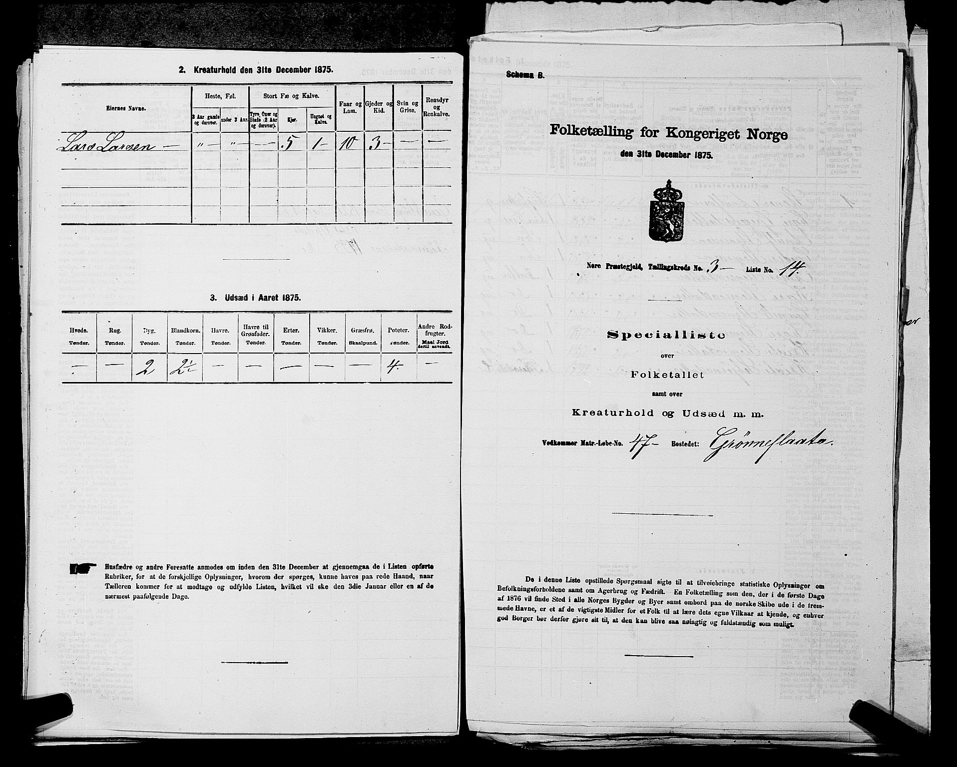 SAKO, 1875 census for 0633P Nore, 1875, p. 439