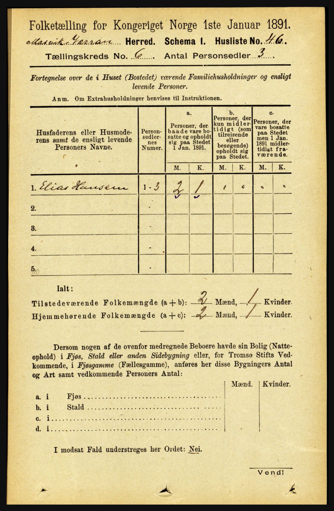 RA, 1891 census for 1723 Mosvik og Verran, 1891, p. 2433