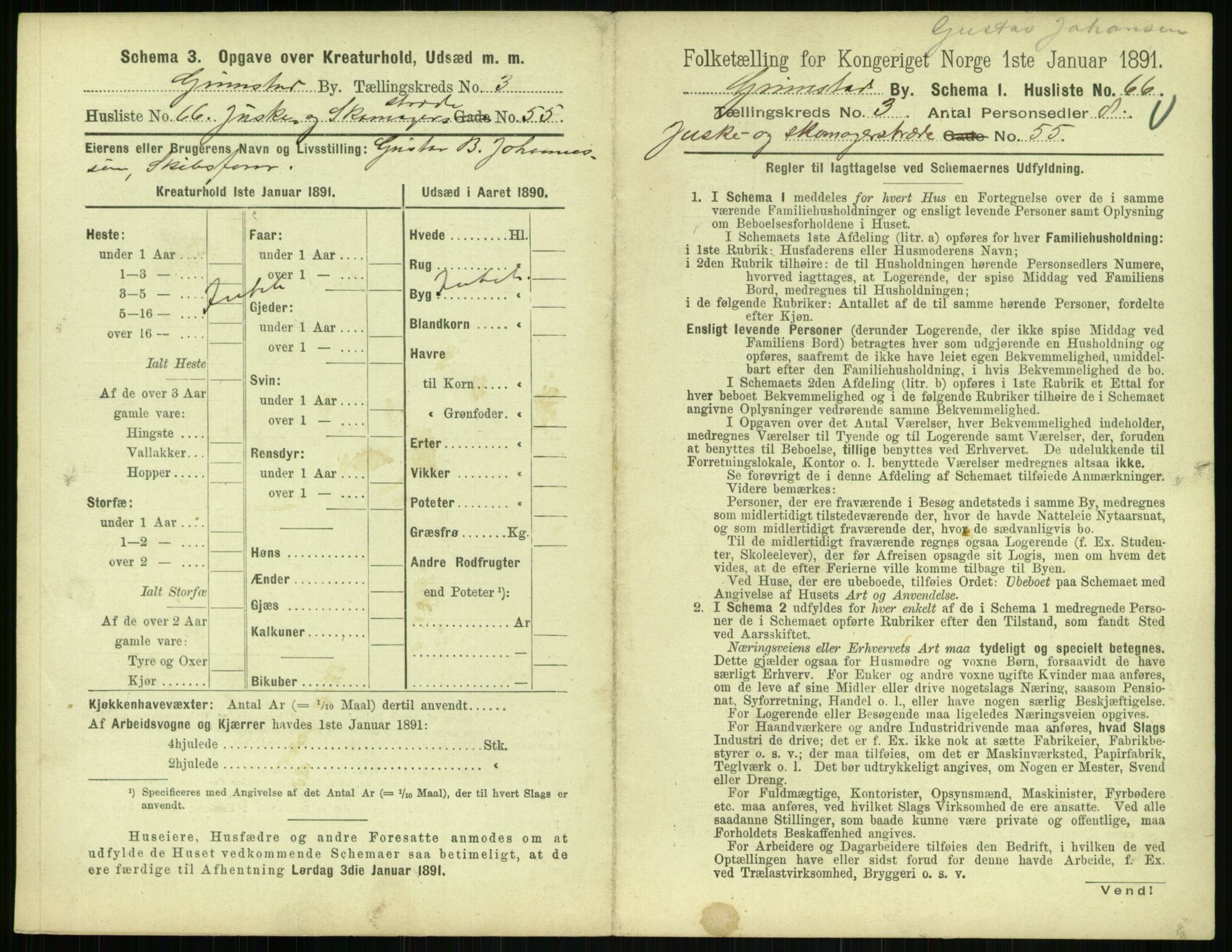 RA, 1891 census for 0904 Grimstad, 1891, p. 430