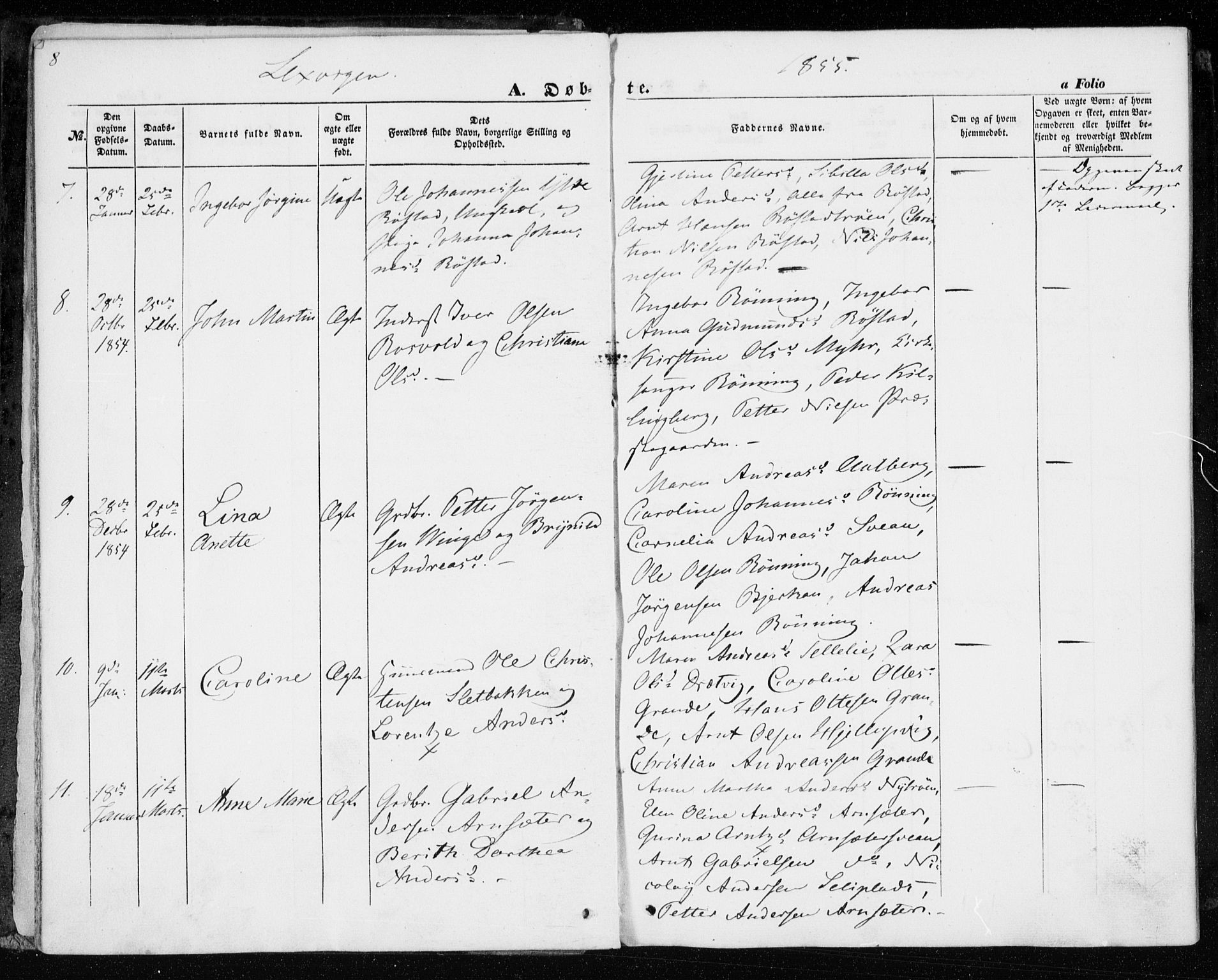 Ministerialprotokoller, klokkerbøker og fødselsregistre - Nord-Trøndelag, SAT/A-1458/701/L0008: Parish register (official) no. 701A08 /1, 1854-1863, p. 8