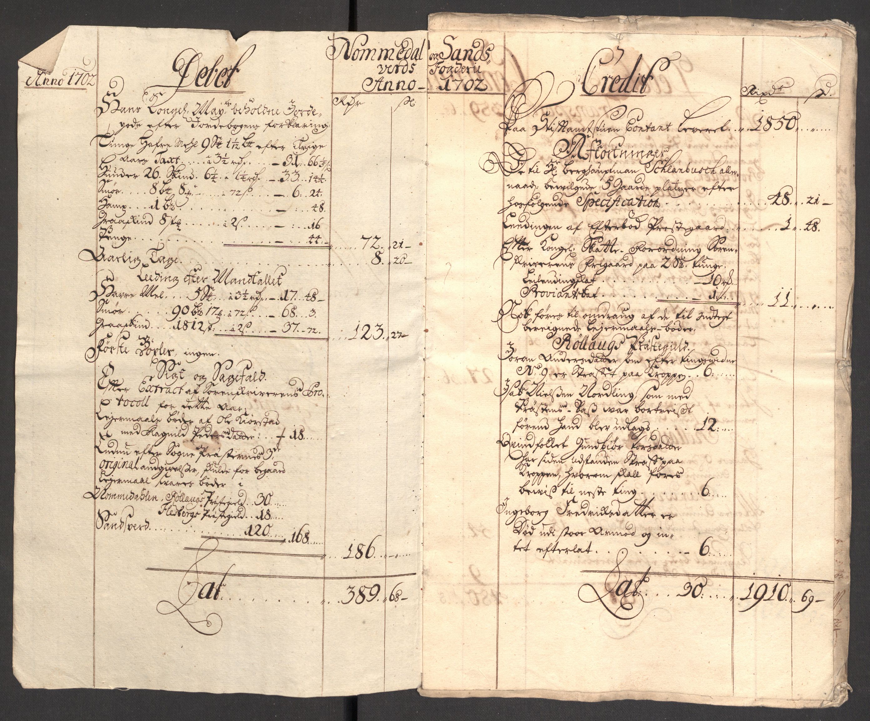 Rentekammeret inntil 1814, Reviderte regnskaper, Fogderegnskap, RA/EA-4092/R24/L1580: Fogderegnskap Numedal og Sandsvær, 1702, p. 5