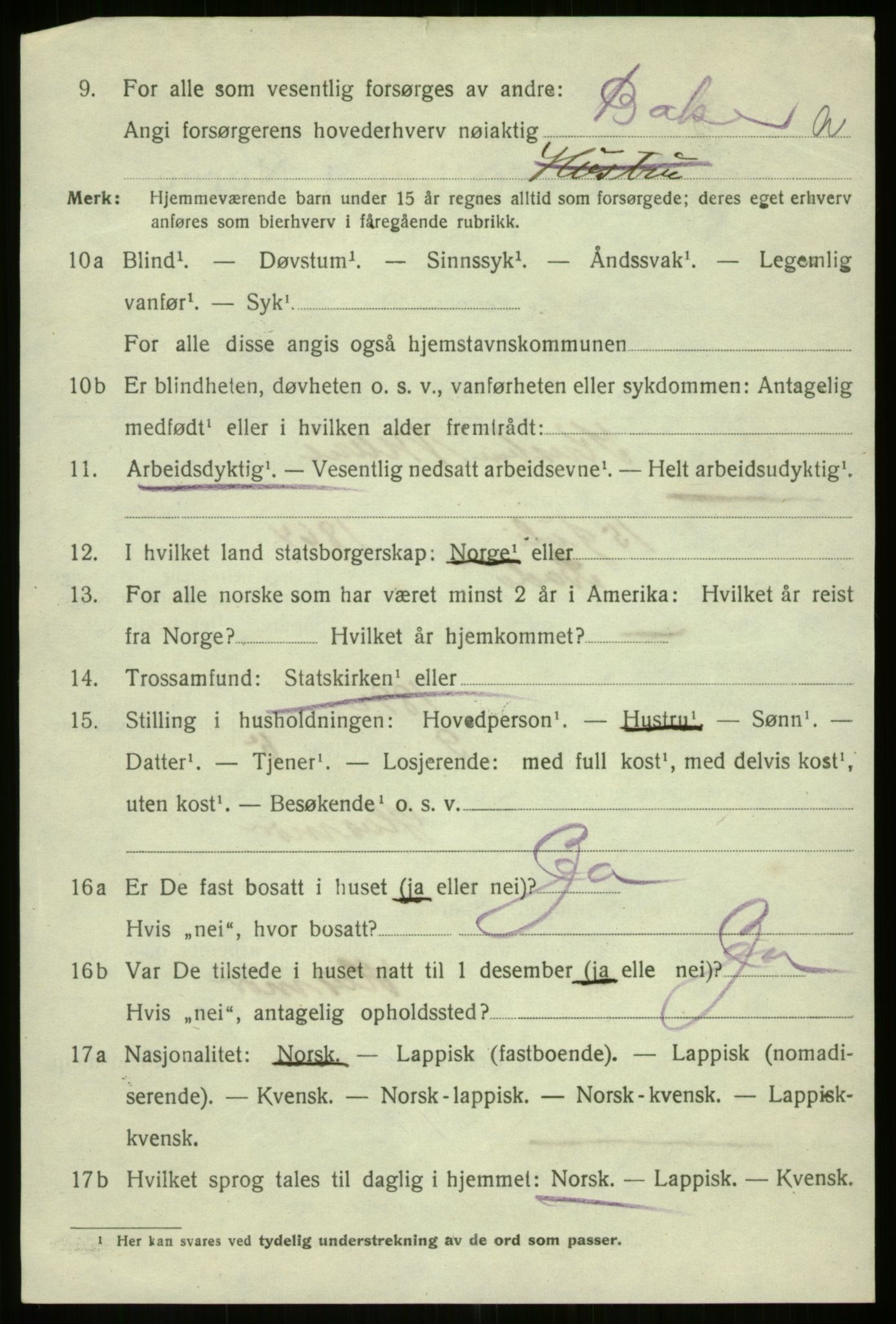 SATØ, 1920 census for Harstad, 1920, p. 7431