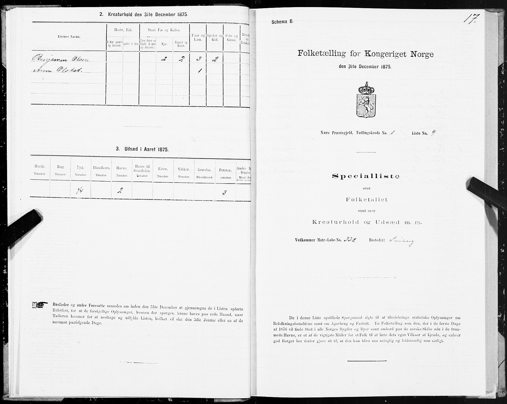 SAT, 1875 census for 1751P Nærøy, 1875, p. 1017