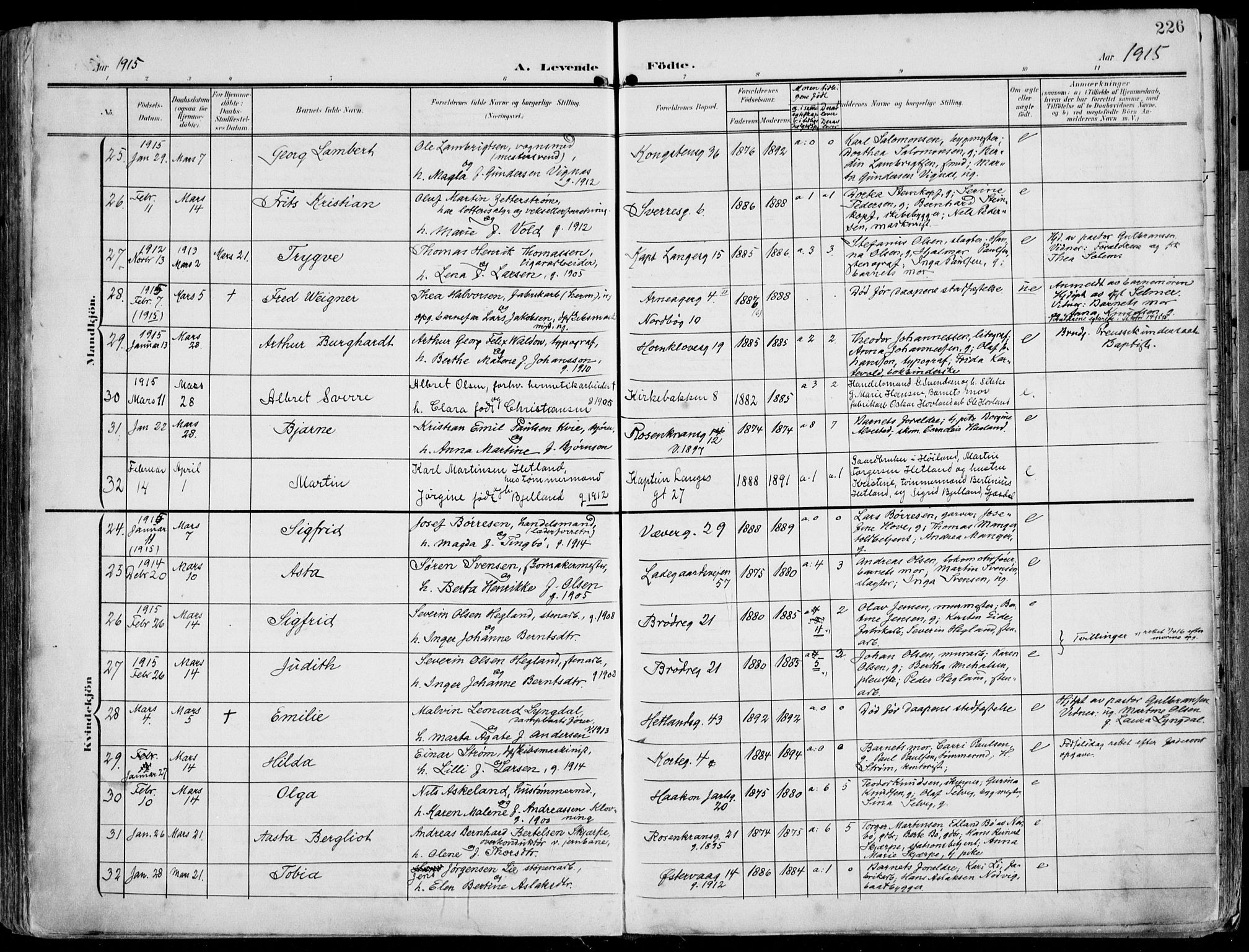 St. Petri sokneprestkontor, AV/SAST-A-101813/002/A/L0005: Parish register (official) no. A 23, 1902-1918, p. 226