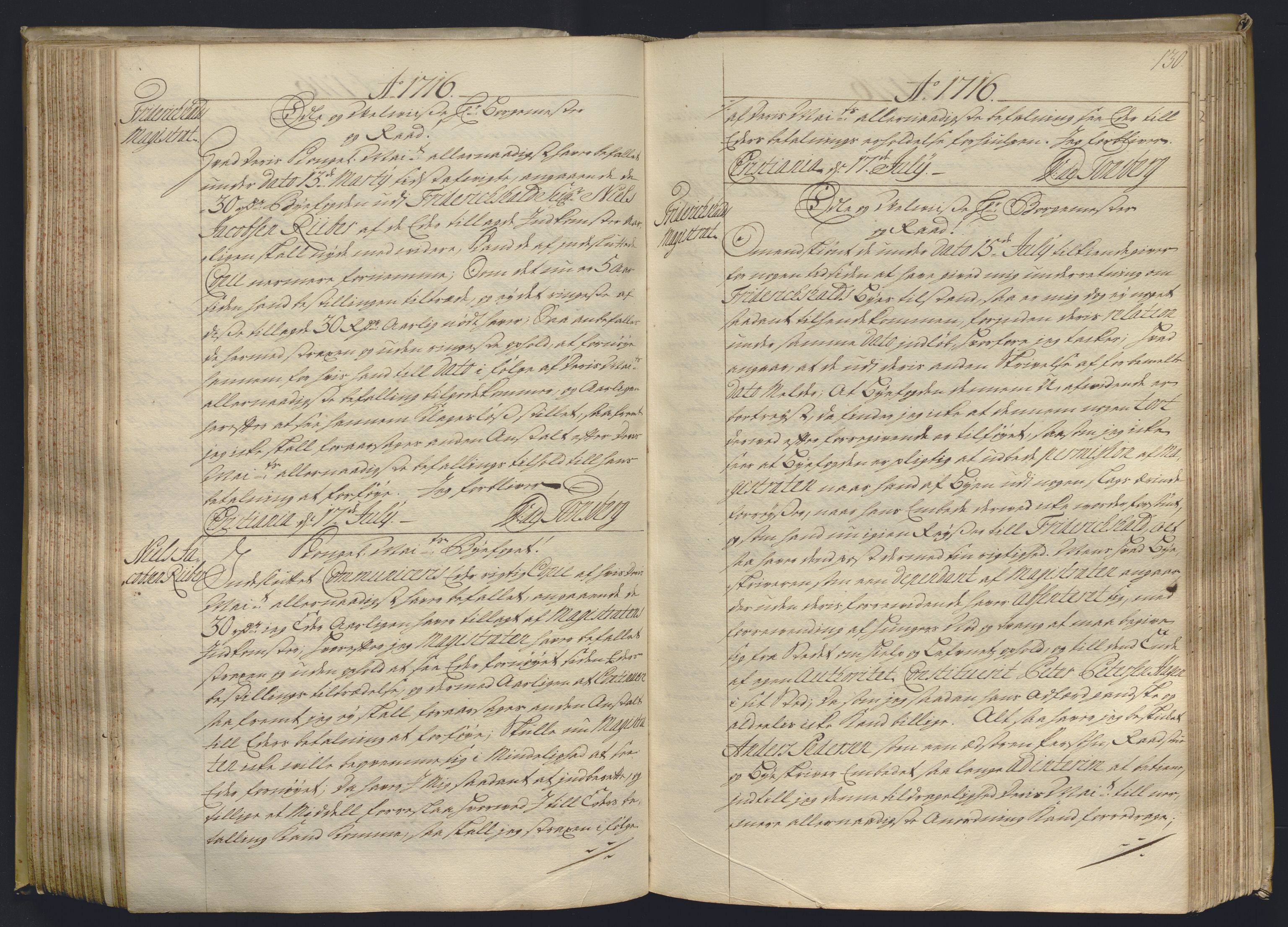 Kristiania stiftamt, AV/SAO-A-10386/B/Ba/L0004: Kopibok, 1715-1717, p. 129b-130a