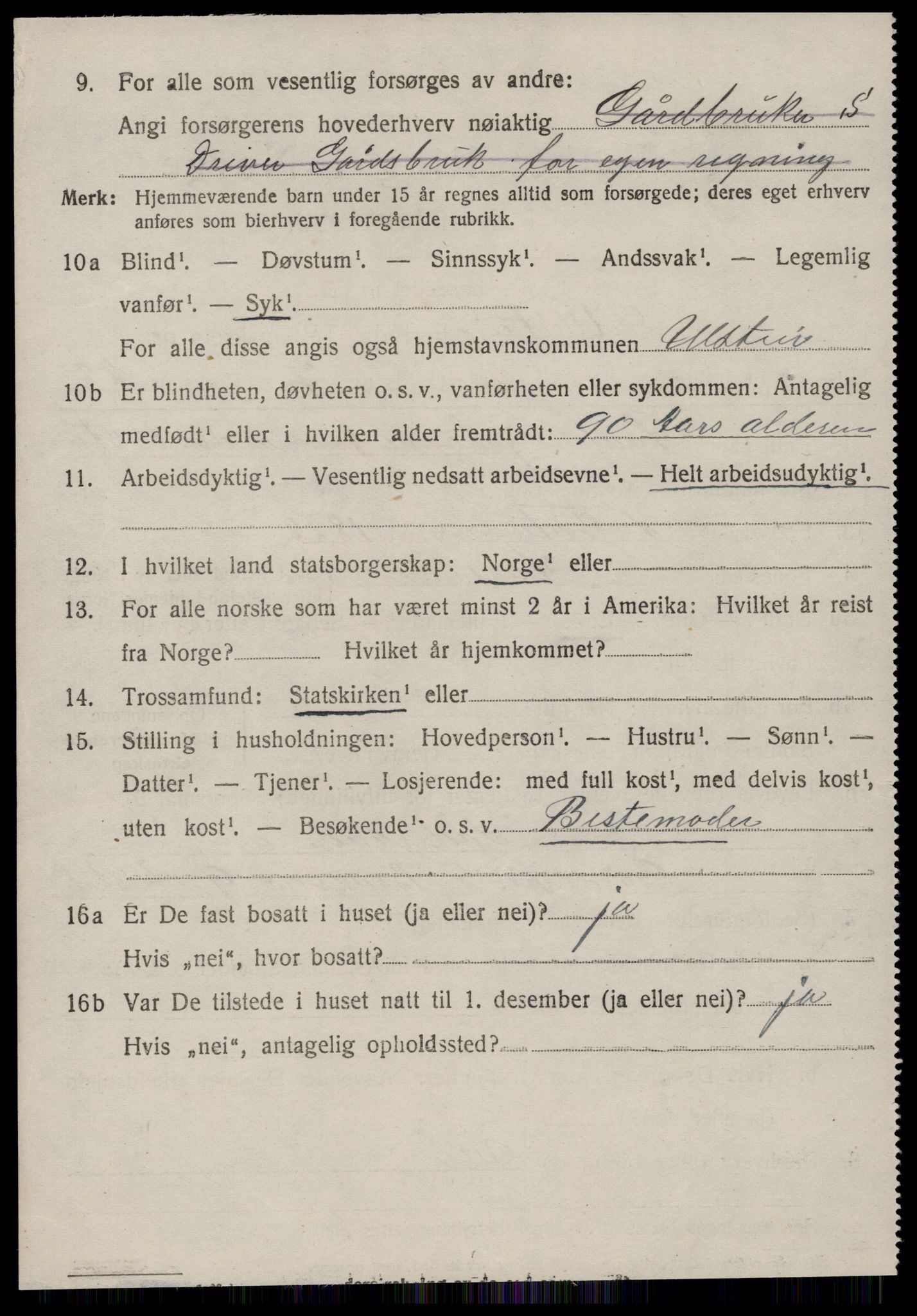 SAT, 1920 census for Ulstein, 1920, p. 2613