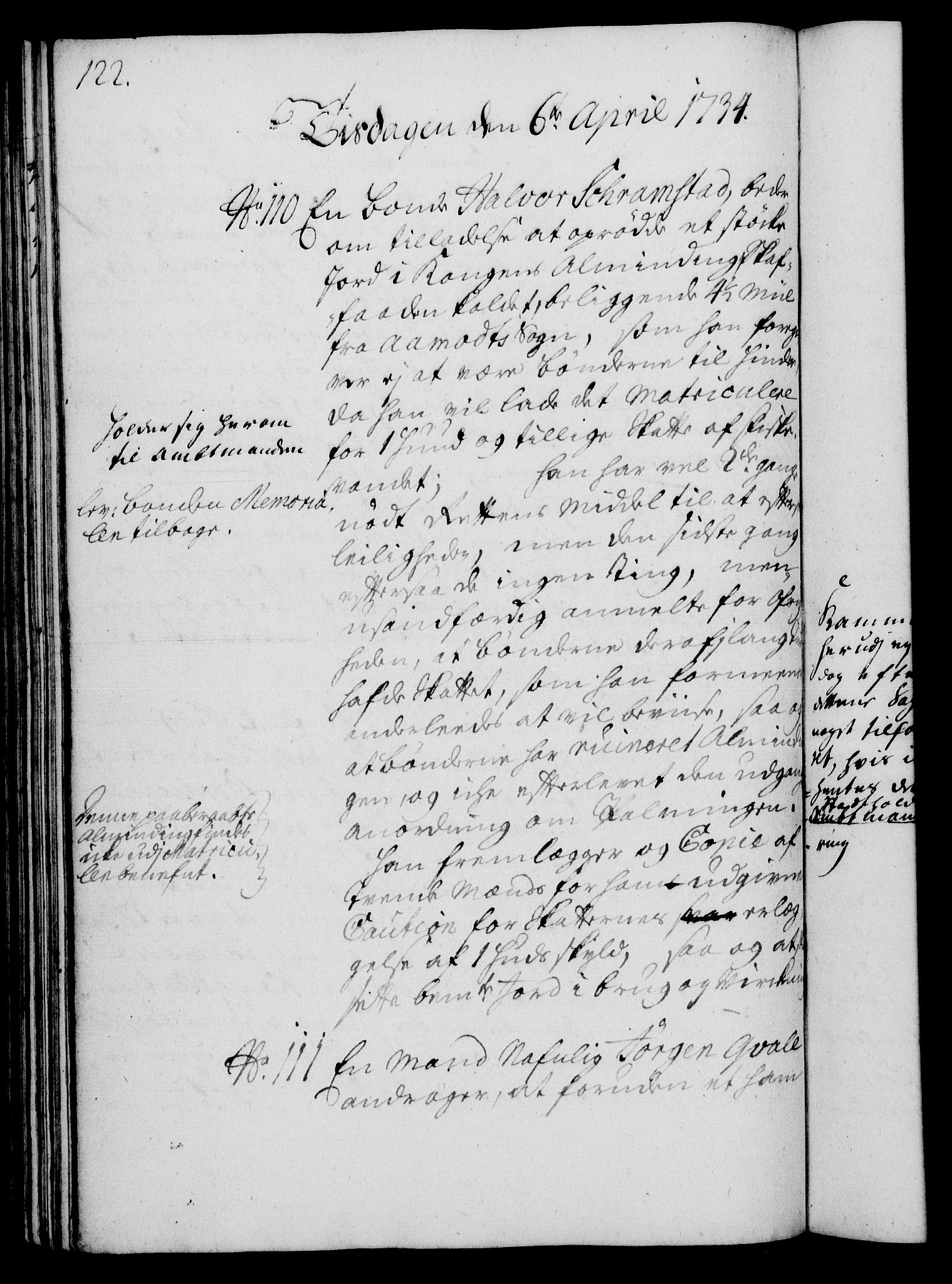 Rentekammeret, Kammerkanselliet, RA/EA-3111/G/Gh/Gha/L0016: Norsk ekstraktmemorialprotokoll (merket RK 53.61), 1734-1735, p. 122