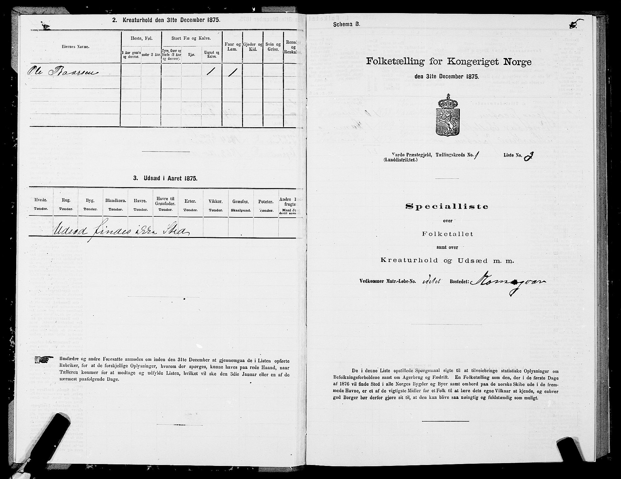 SATØ, 1875 census for 2028L Vardø/Vardø, 1875, p. 1005