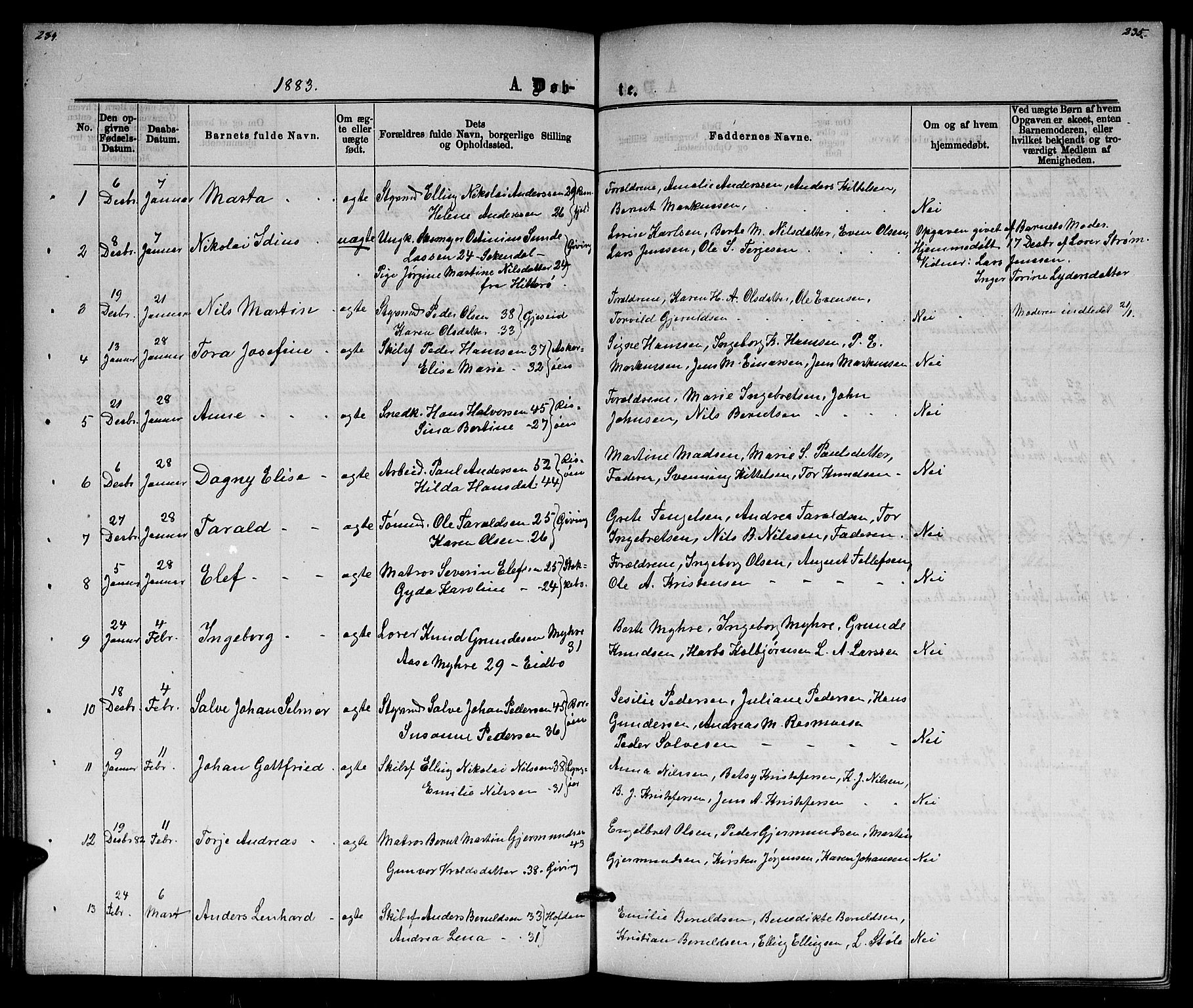 Dypvåg sokneprestkontor, AV/SAK-1111-0007/F/Fb/Fba/L0012: Parish register (copy) no. B 12, 1872-1886, p. 234-235