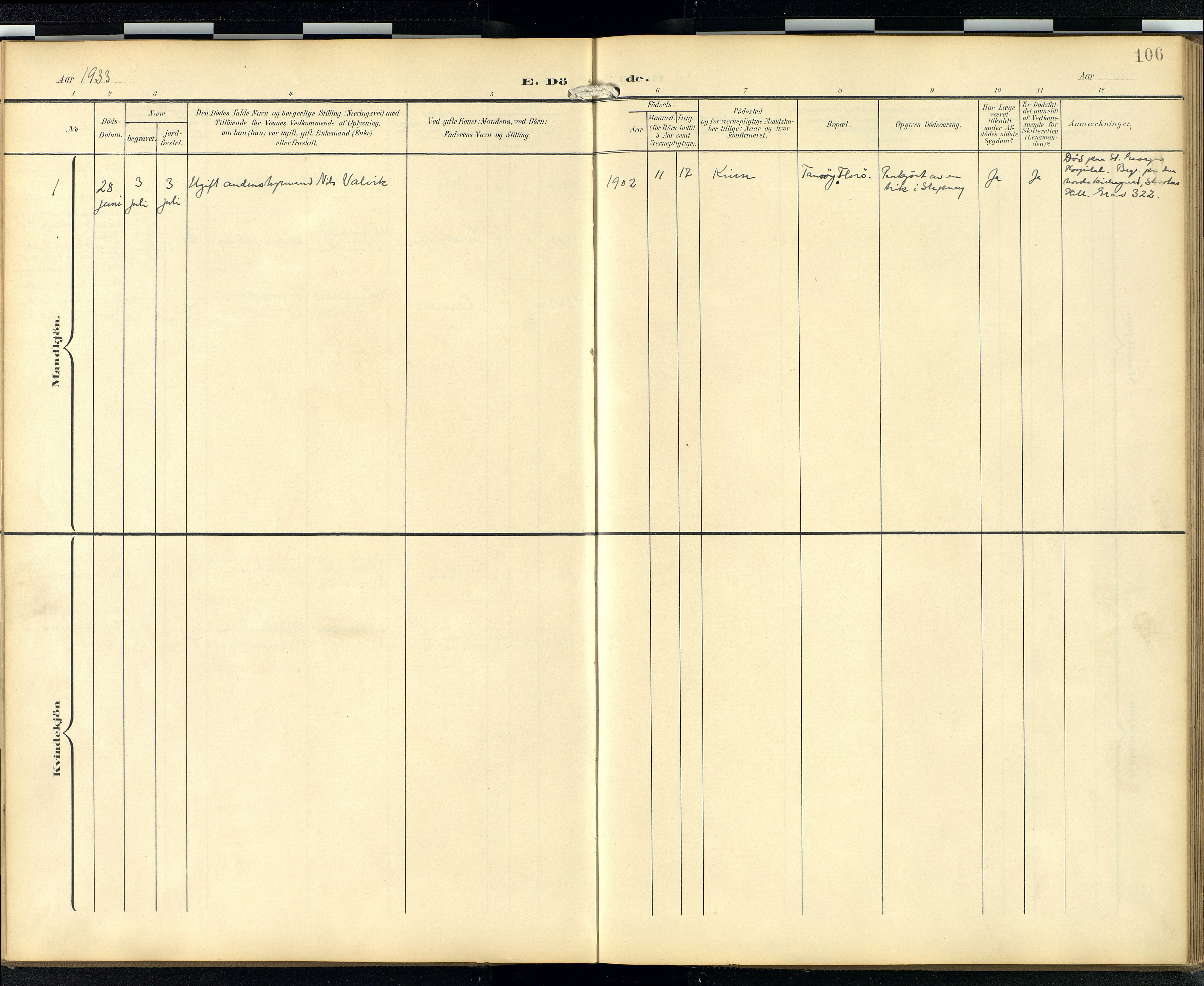  Den norske sjømannsmisjon i utlandet/London m/bistasjoner, SAB/SAB/PA-0103/H/Ha/L0003: Parish register (official) no. A 3, 1903-1934, p. 105b-106a
