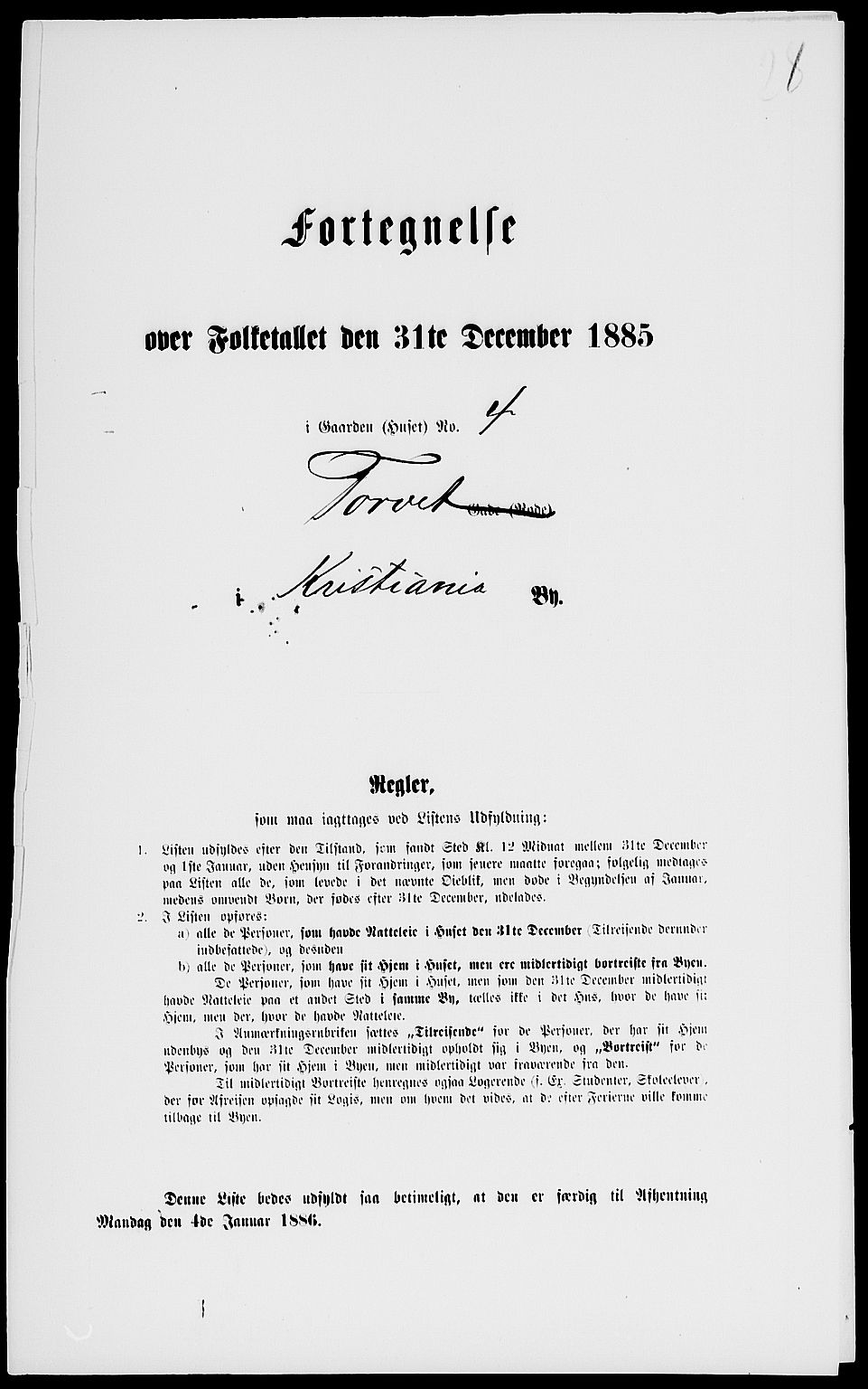 RA, 1885 census for 0301 Kristiania, 1885, p. 261