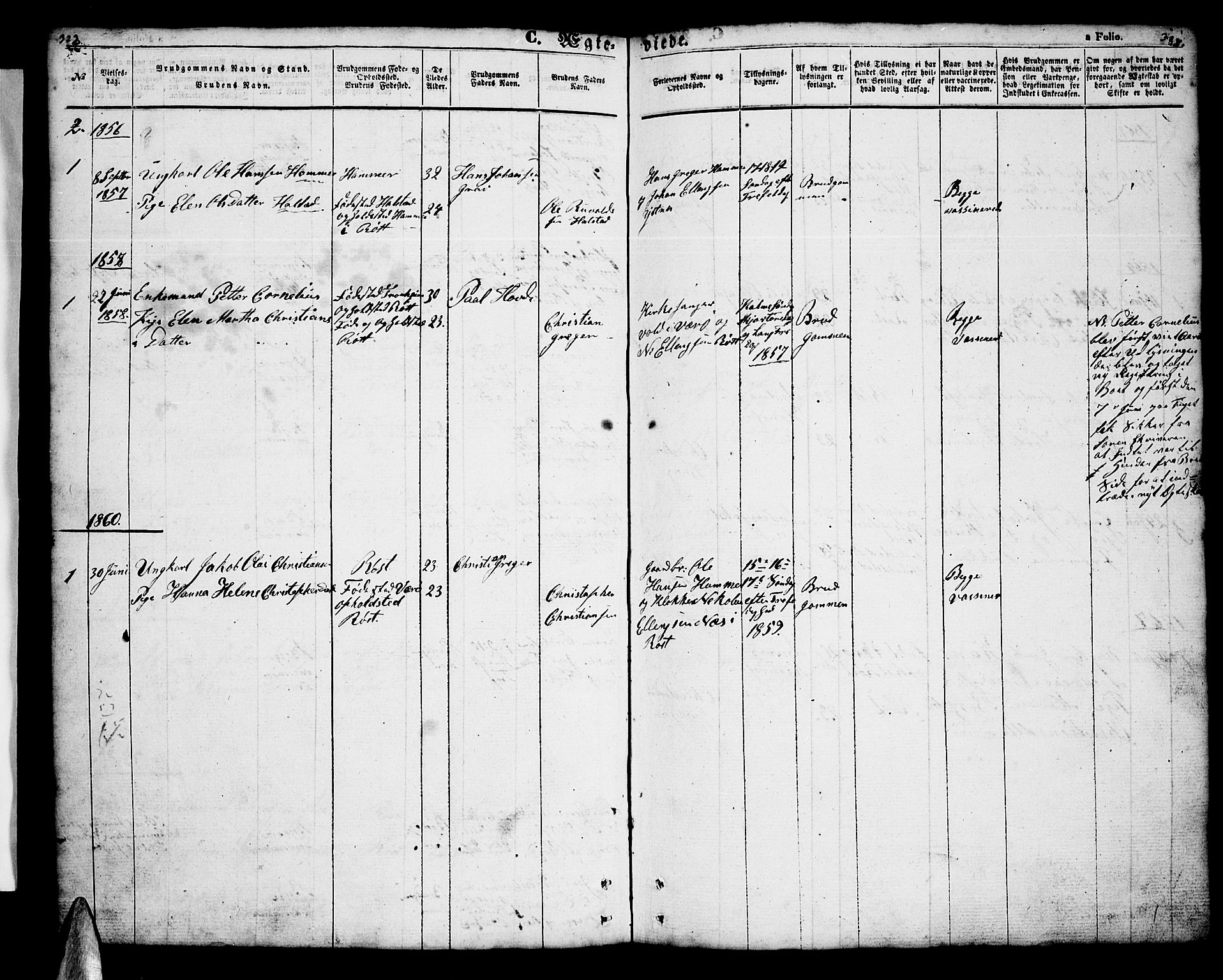 Ministerialprotokoller, klokkerbøker og fødselsregistre - Nordland, AV/SAT-A-1459/808/L0130: Parish register (copy) no. 808C01, 1851-1878, p. 322-323