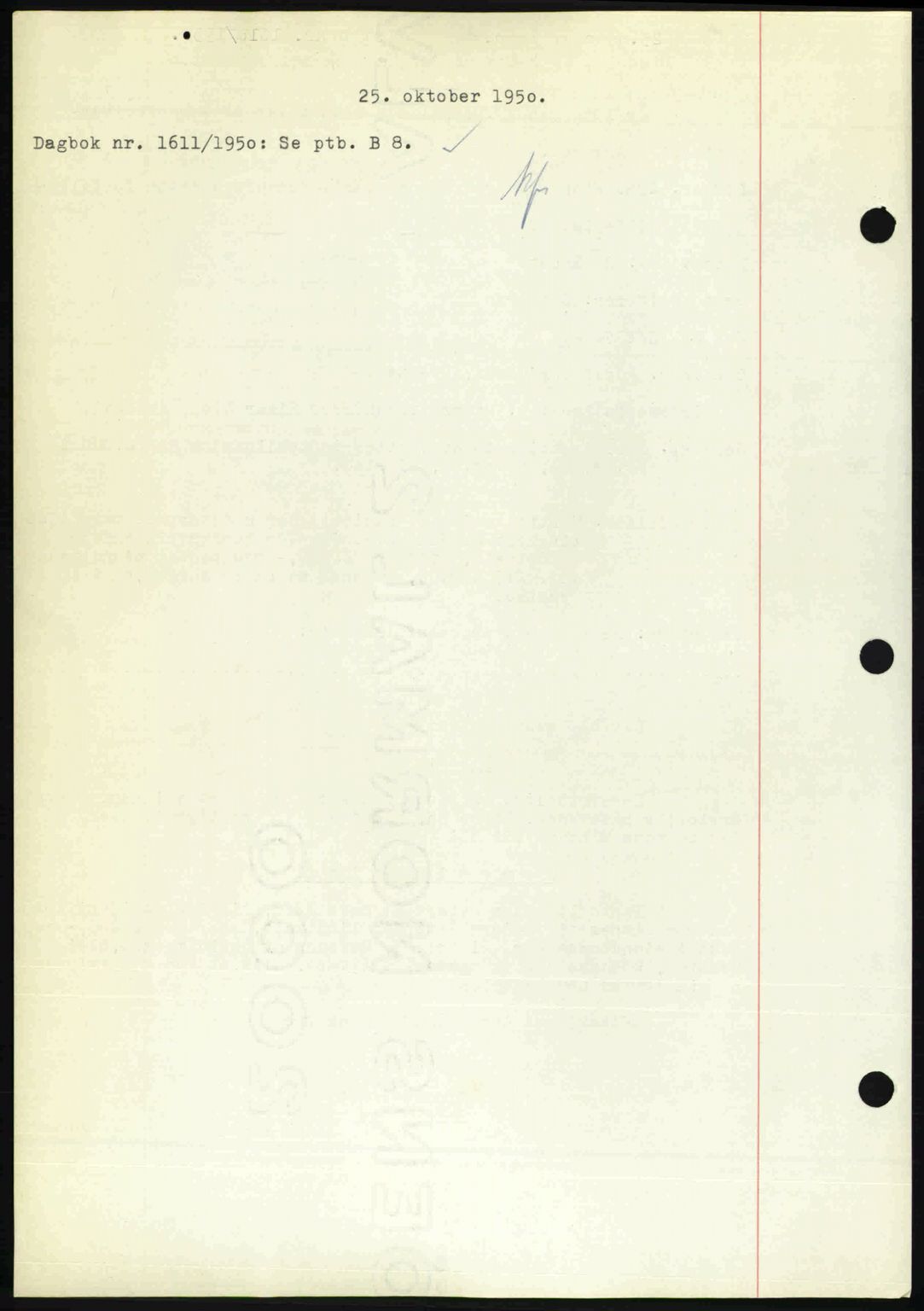 Nedenes sorenskriveri, SAK/1221-0006/G/Gb/Gba/L0063: Mortgage book no. A15, 1950-1950, Diary no: : 1611/1950
