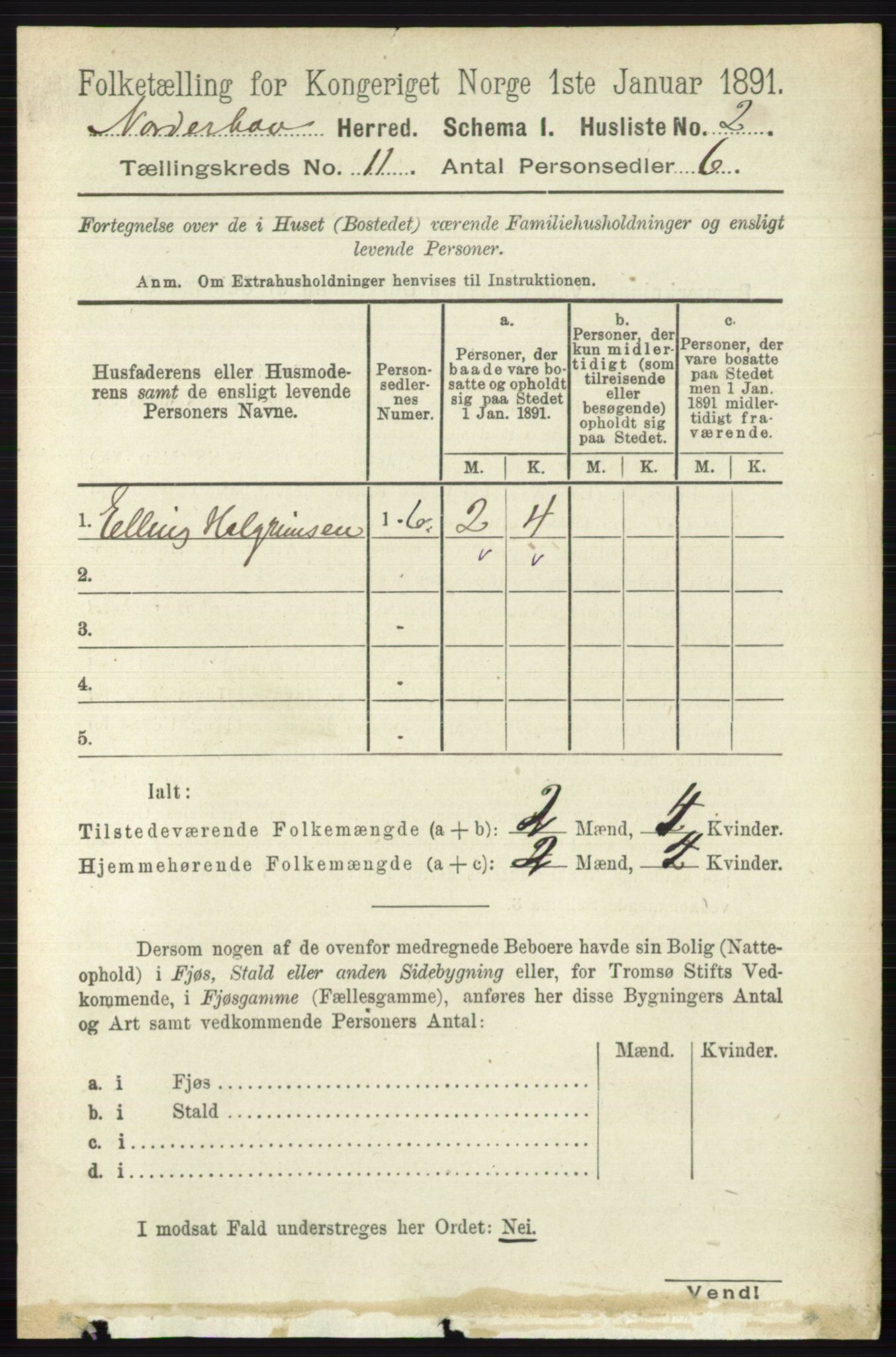 RA, 1891 census for 0613 Norderhov, 1891, p. 7991