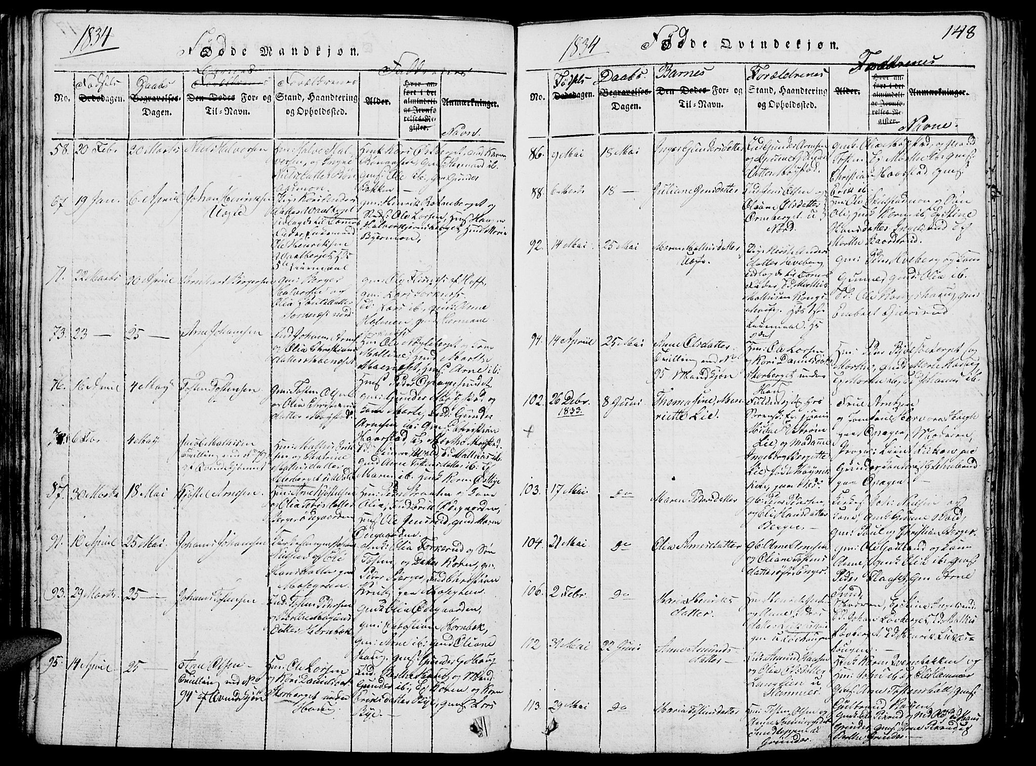 Grue prestekontor, AV/SAH-PREST-036/H/Ha/Hab/L0002: Parish register (copy) no. 2, 1815-1841, p. 148