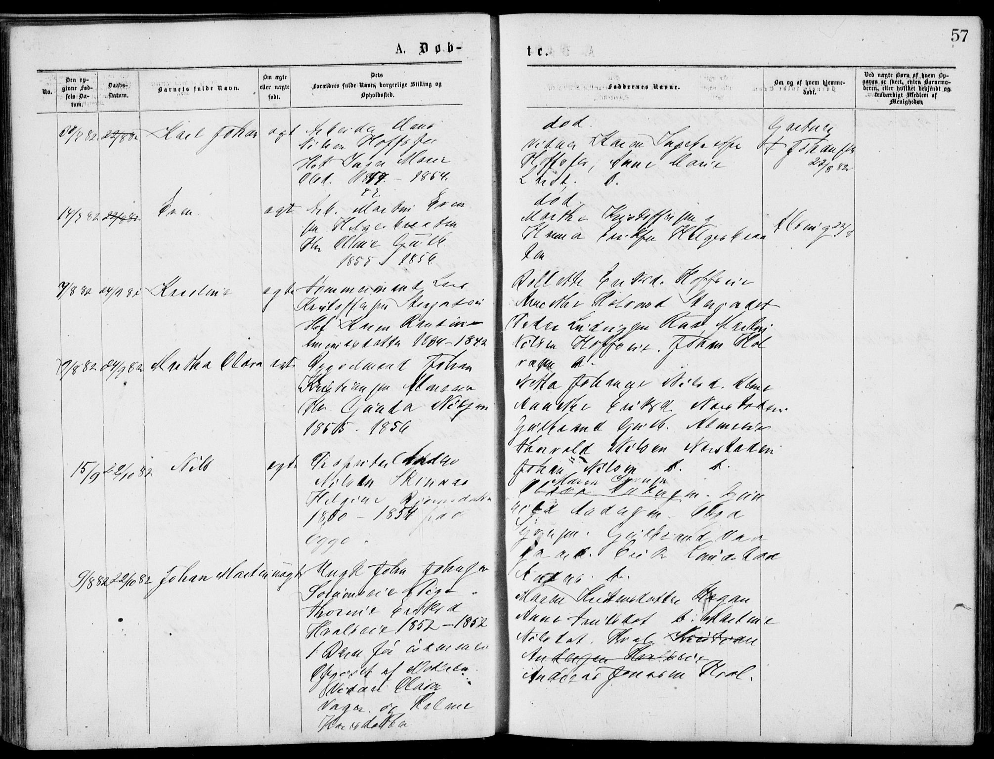 Norderhov kirkebøker, AV/SAKO-A-237/G/Gb/L0001: Parish register (copy) no. II 1, 1876-1899, p. 57