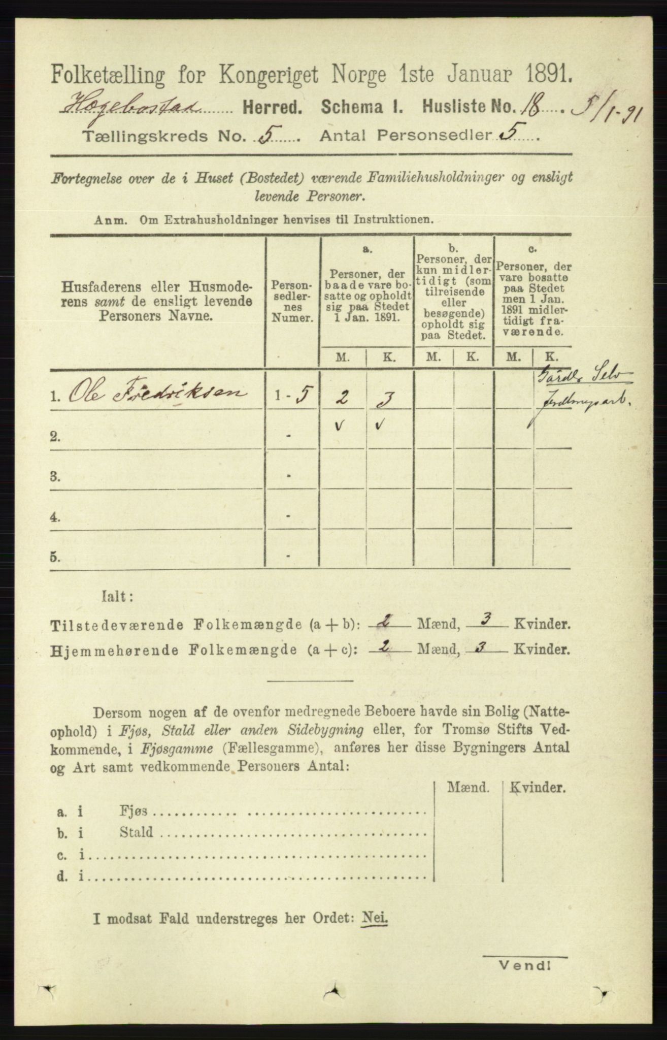 RA, 1891 census for 1034 Hægebostad, 1891, p. 1448