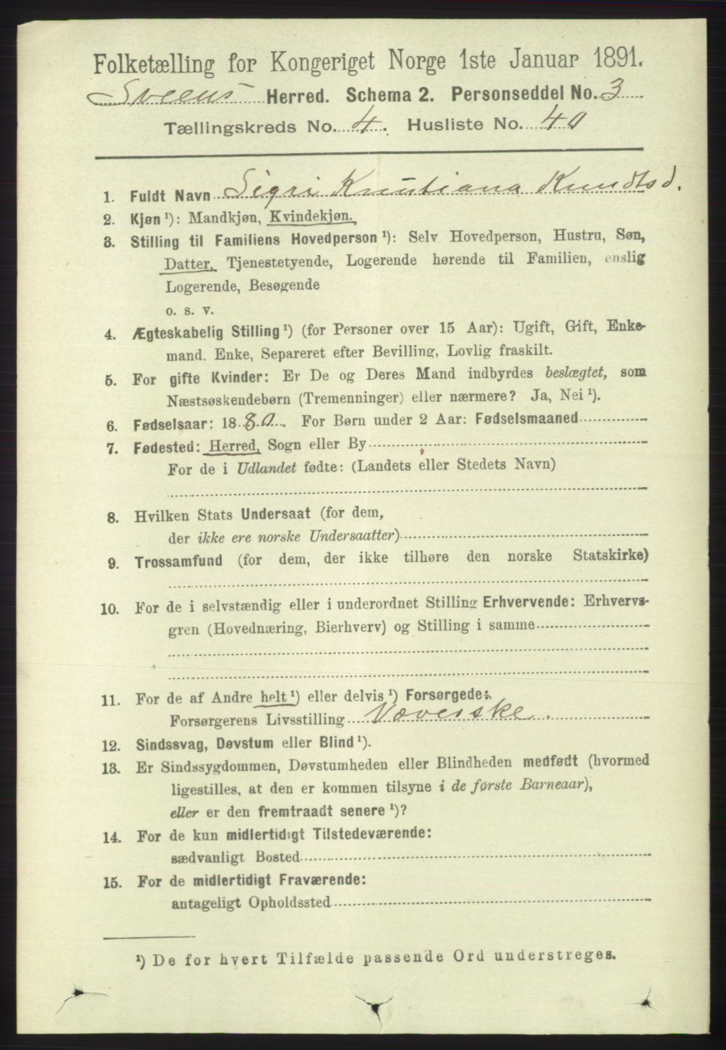 RA, 1891 census for 1216 Sveio, 1891, p. 1404