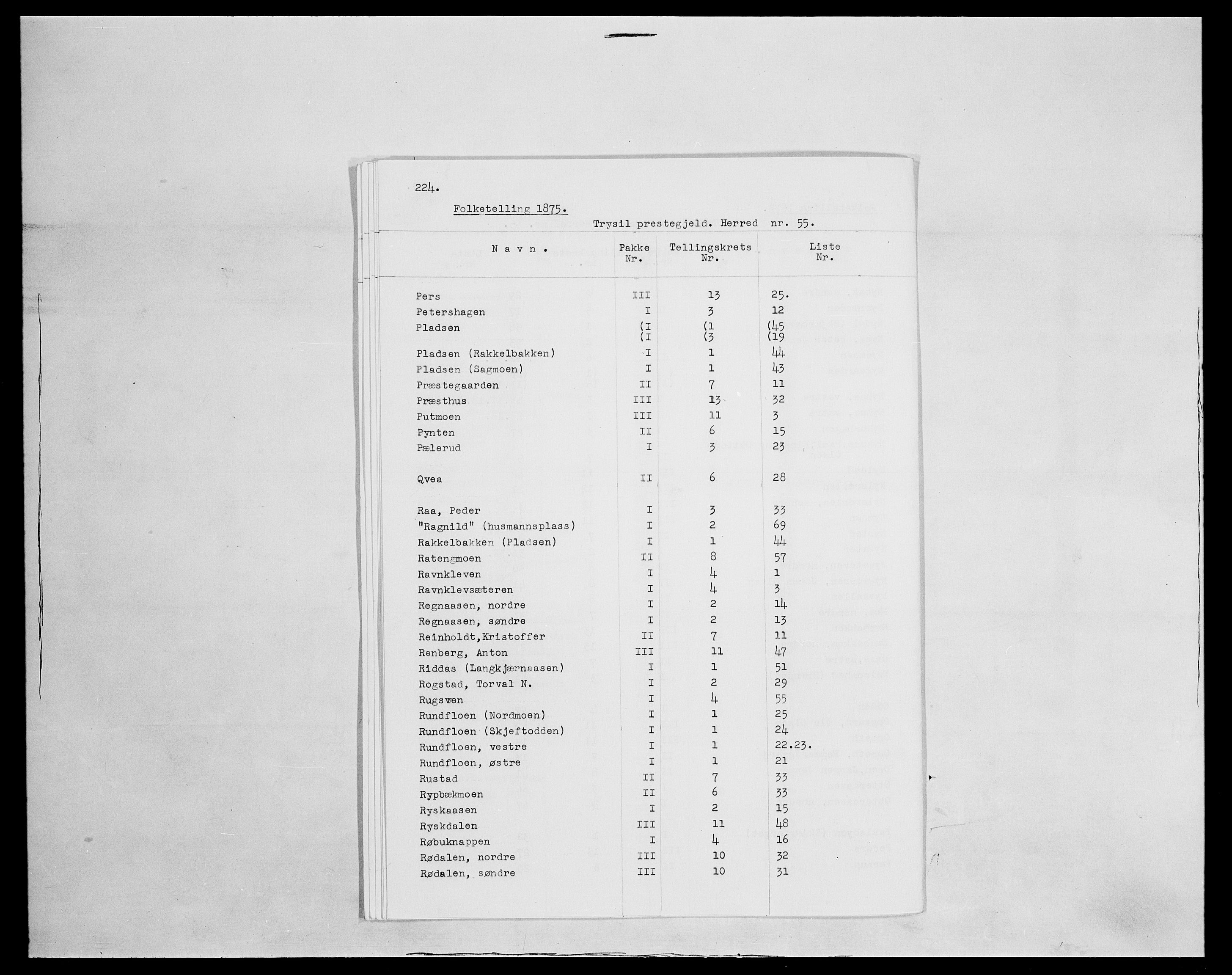 SAH, 1875 census for 0428P Trysil, 1875, p. 7