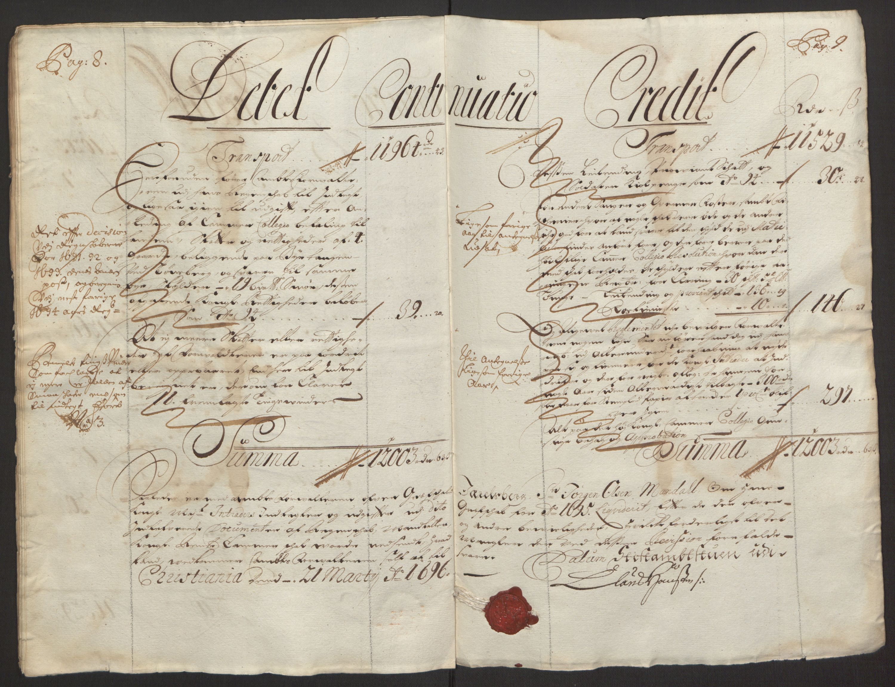 Rentekammeret inntil 1814, Reviderte regnskaper, Fogderegnskap, AV/RA-EA-4092/R32/L1867: Fogderegnskap Jarlsberg grevskap, 1694-1696, p. 143