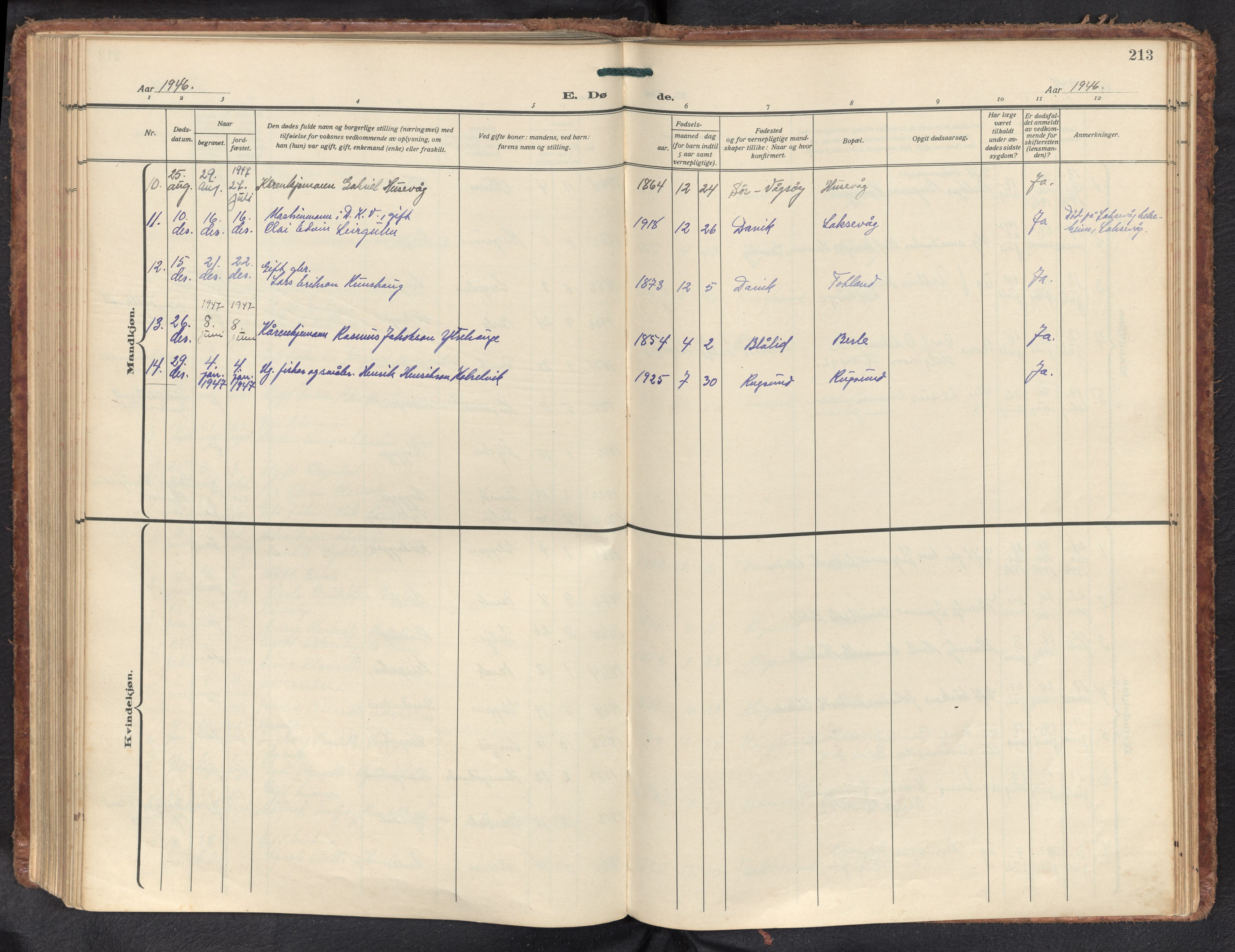 Davik sokneprestembete, SAB/A-79701/H/Haa/Haad/L0003: Parish register (official) no. D 3, 1931-1952, p. 212b-213a