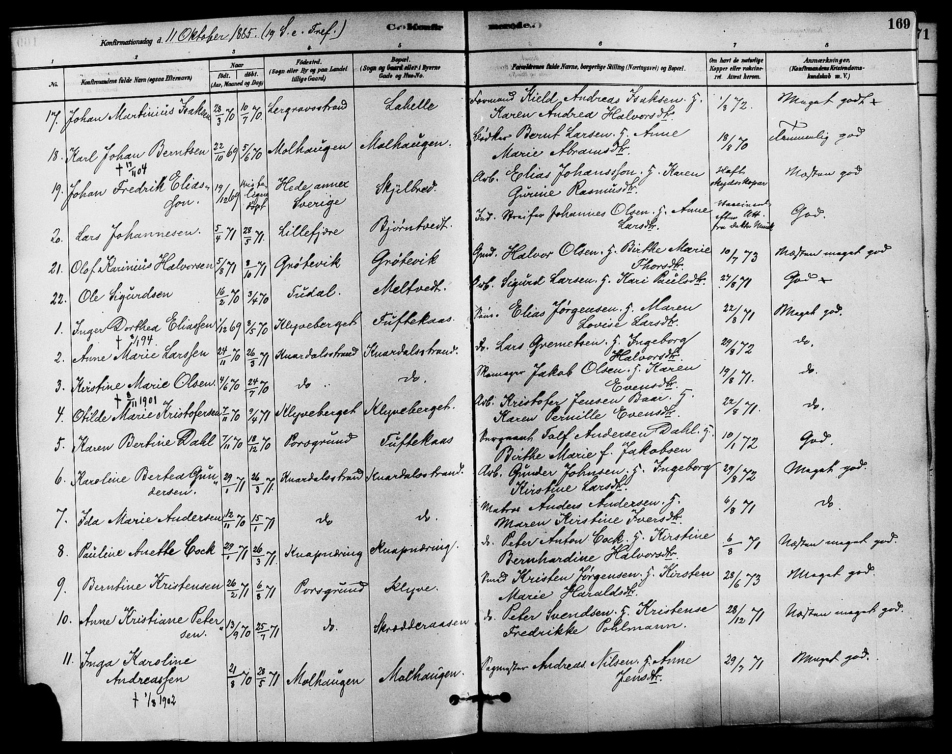 Solum kirkebøker, AV/SAKO-A-306/F/Fa/L0009: Parish register (official) no. I 9, 1877-1887, p. 169