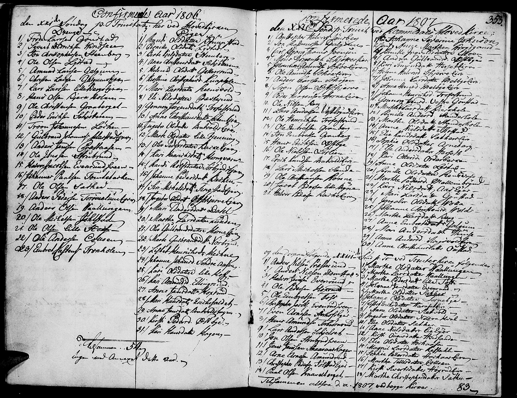 Romedal prestekontor, AV/SAH-PREST-004/K/L0001: Parish register (official) no. 1, 1799-1814, p. 353