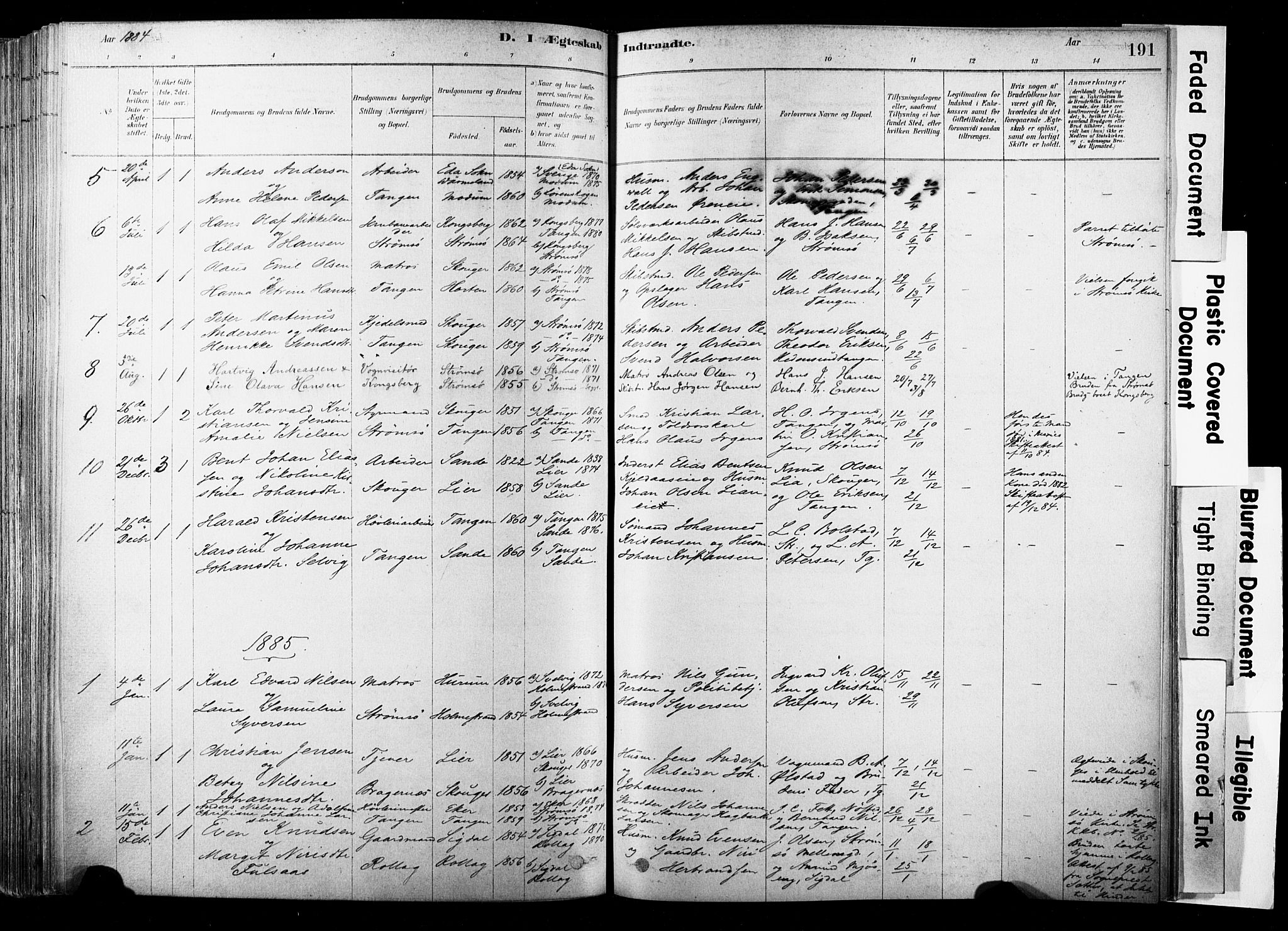 Strømsø kirkebøker, SAKO/A-246/F/Fb/L0006: Parish register (official) no. II 6, 1879-1910, p. 191