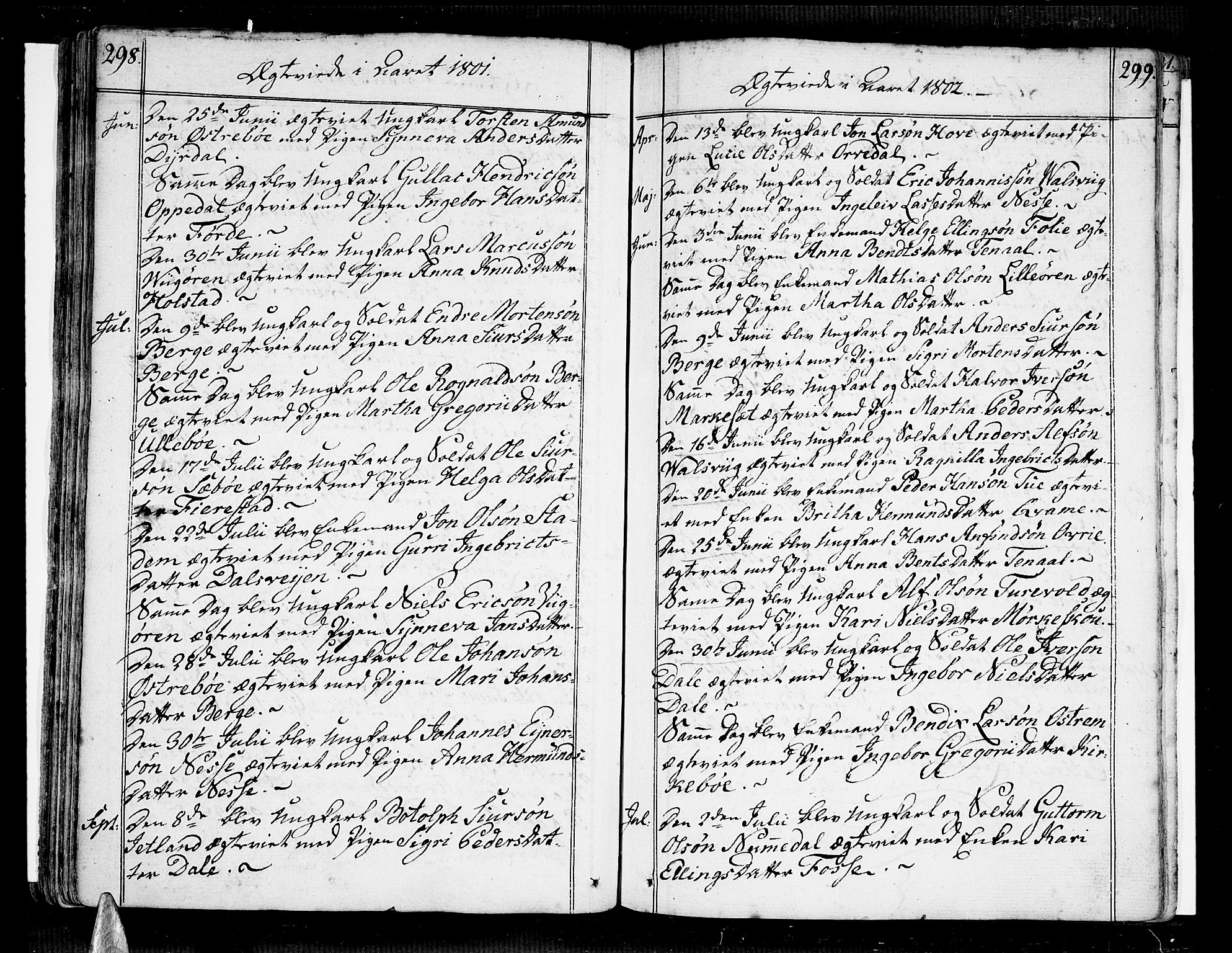 Vik sokneprestembete, SAB/A-81501: Parish register (official) no. A 5, 1787-1820, p. 298-299