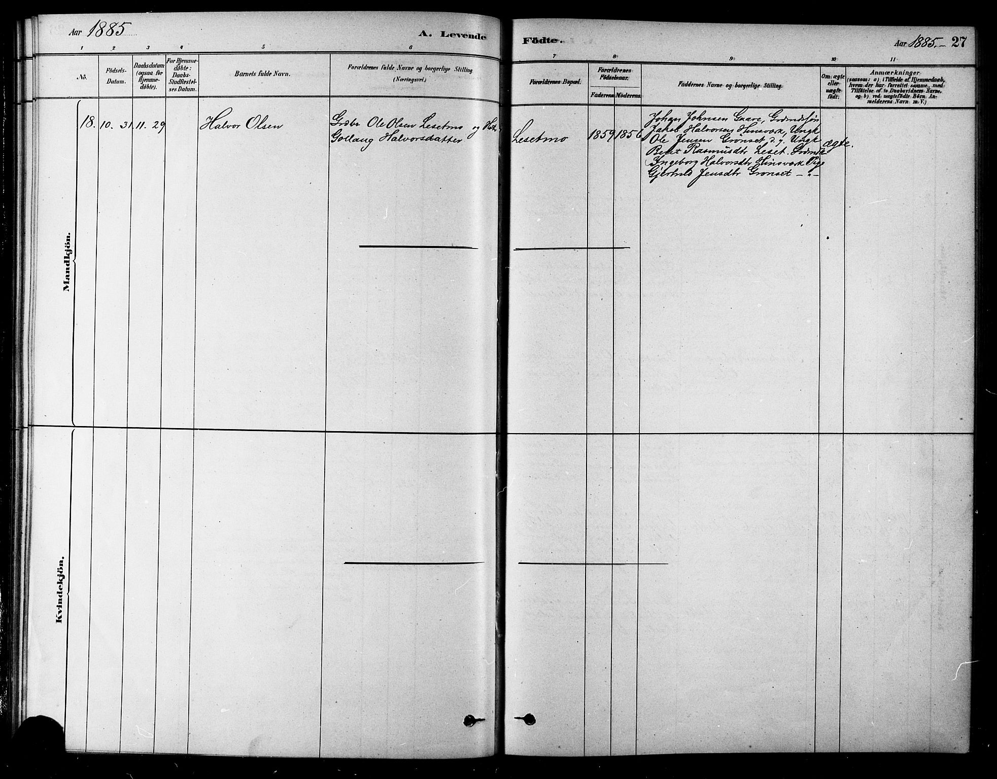 Ministerialprotokoller, klokkerbøker og fødselsregistre - Sør-Trøndelag, SAT/A-1456/685/L0972: Parish register (official) no. 685A09, 1879-1890, p. 27