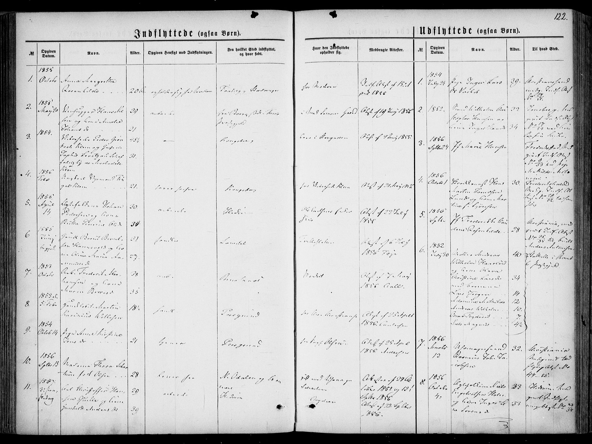 Larvik kirkebøker, SAKO/A-352/F/Fa/L0005: Parish register (official) no. I 5, 1856-1870, p. 122