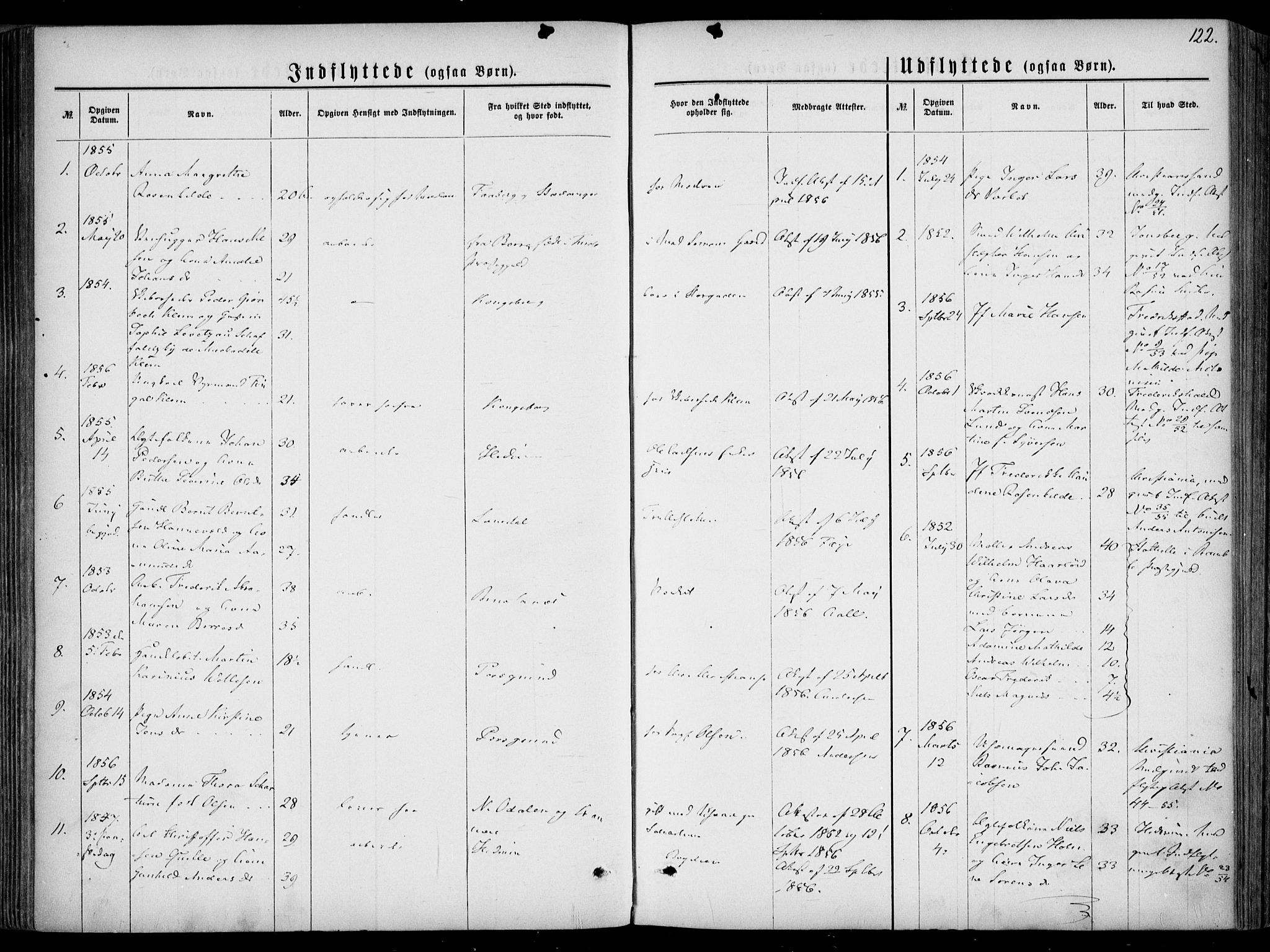 Larvik kirkebøker, AV/SAKO-A-352/F/Fa/L0005: Parish register (official) no. I 5, 1856-1870, p. 122