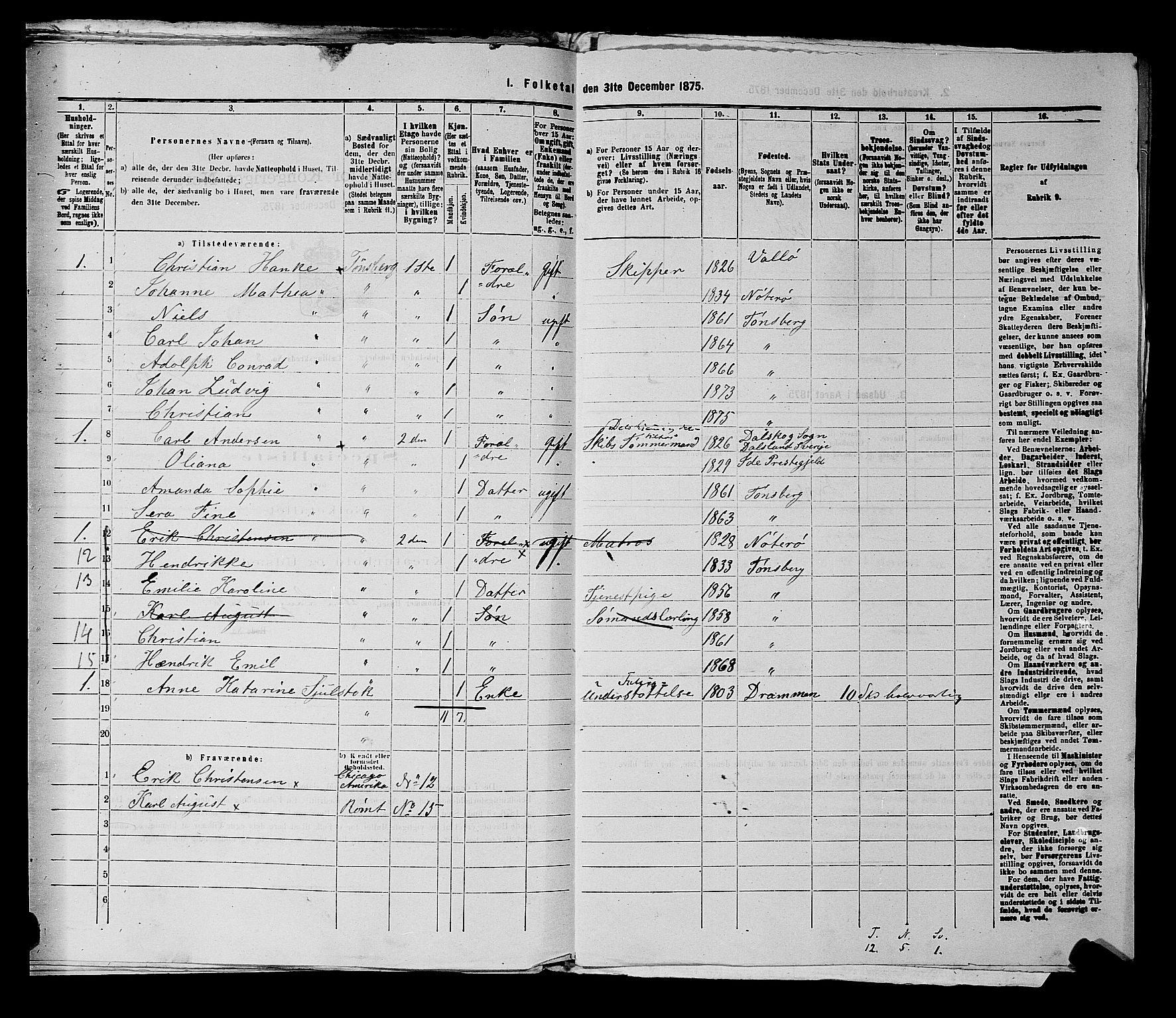 SAKO, 1875 census for 0705P Tønsberg, 1875, p. 263