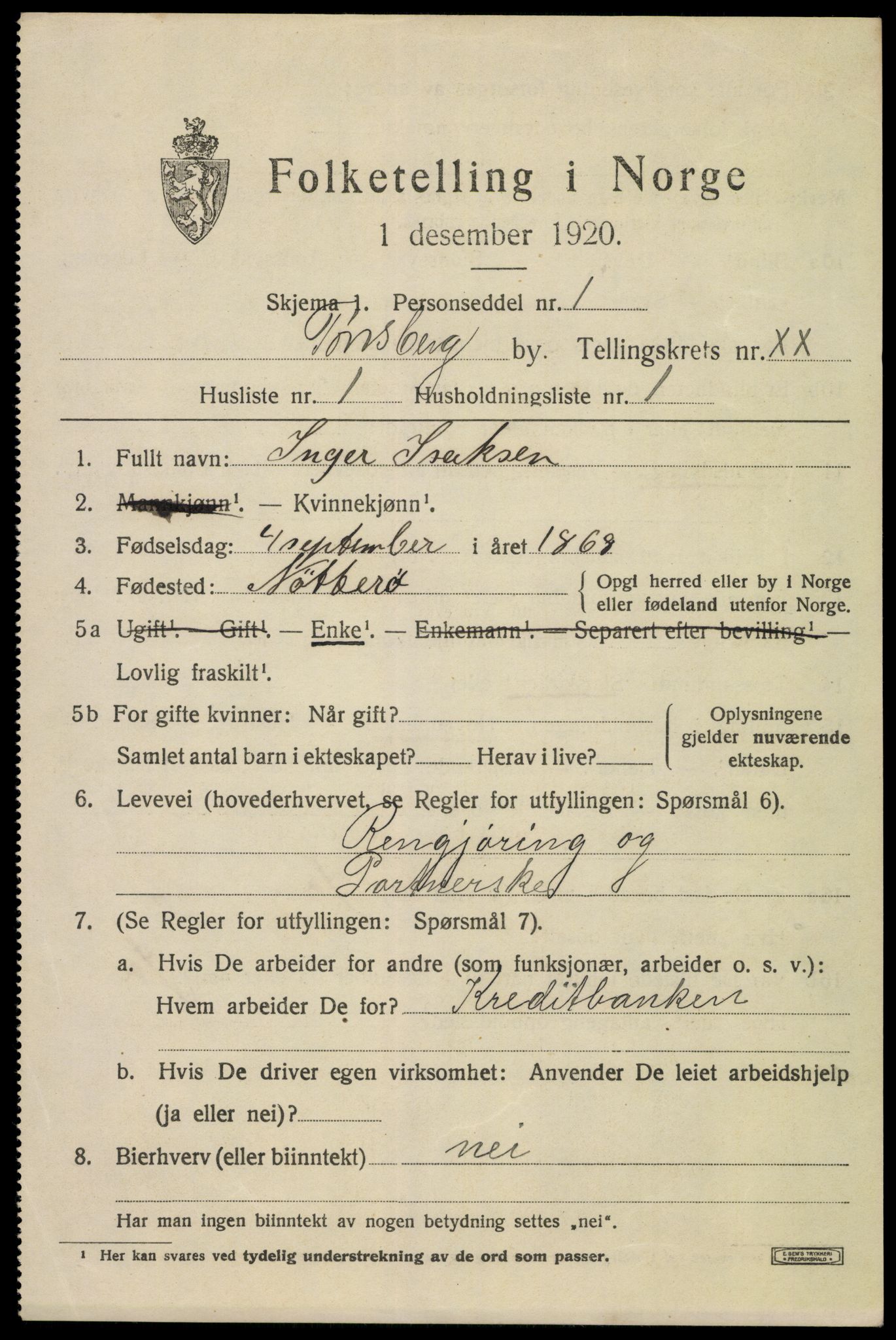 SAKO, 1920 census for Tønsberg, 1920, p. 28785