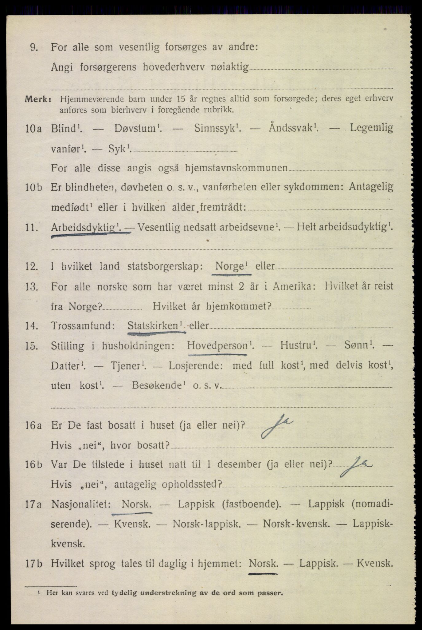 SAT, 1920 census for Vågan, 1920, p. 5506