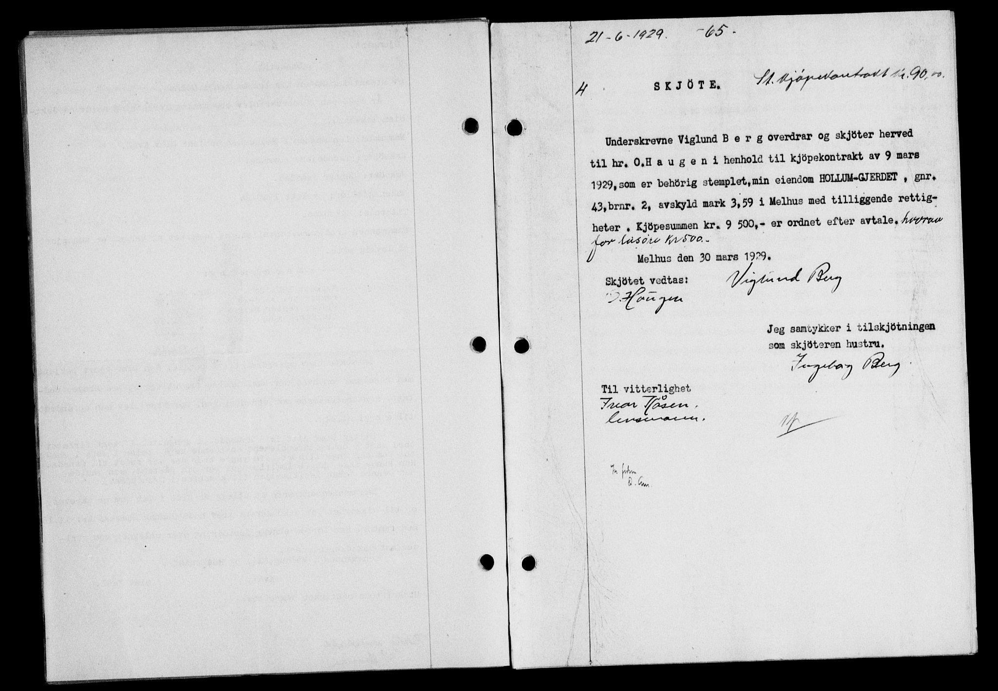 Gauldal sorenskriveri, AV/SAT-A-0014/1/2/2C/L0038: Mortgage book no. 39, 1929-1930, Deed date: 21.06.1929