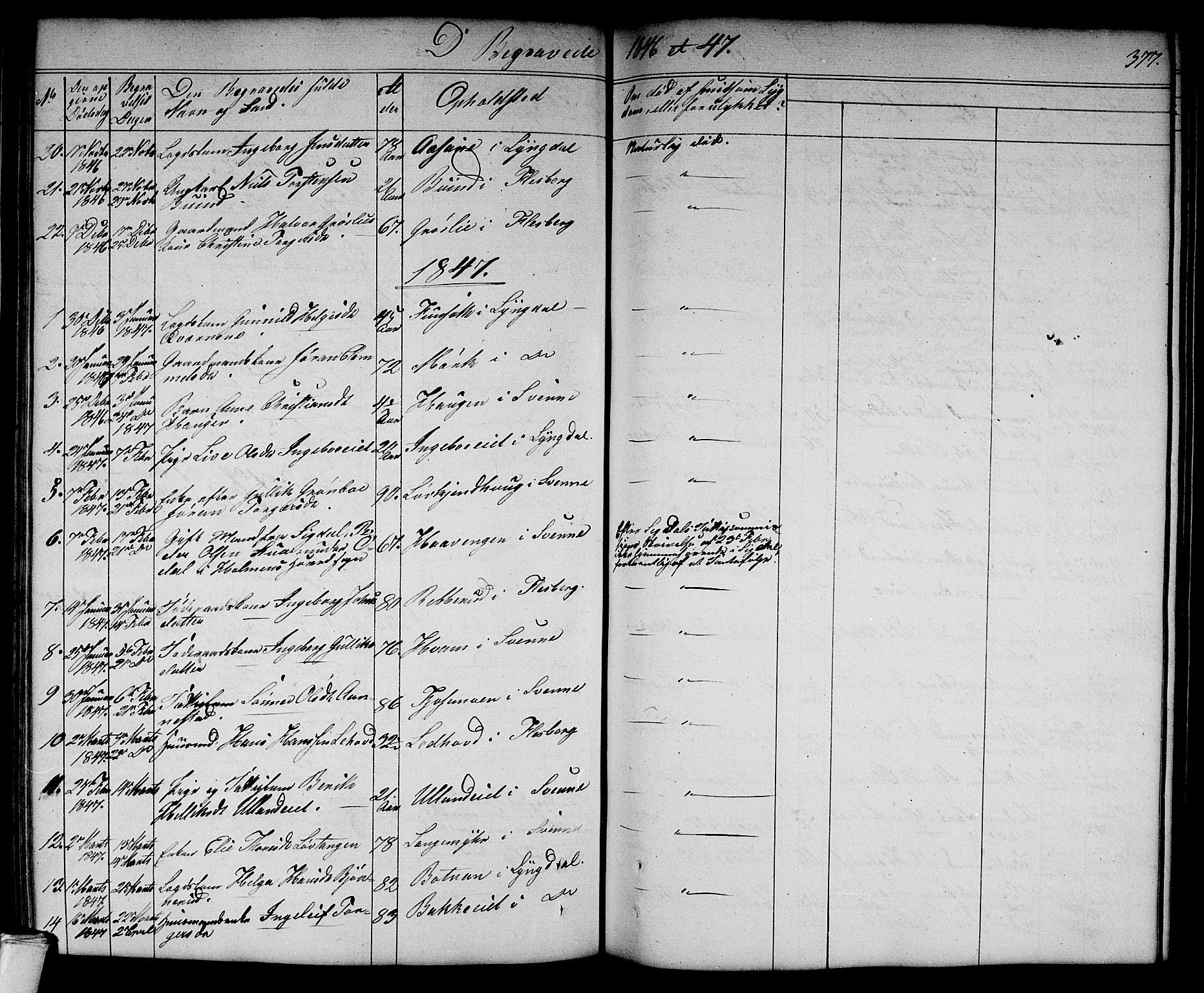Flesberg kirkebøker, SAKO/A-18/G/Ga/L0002: Parish register (copy) no. I 2, 1834-1860, p. 377
