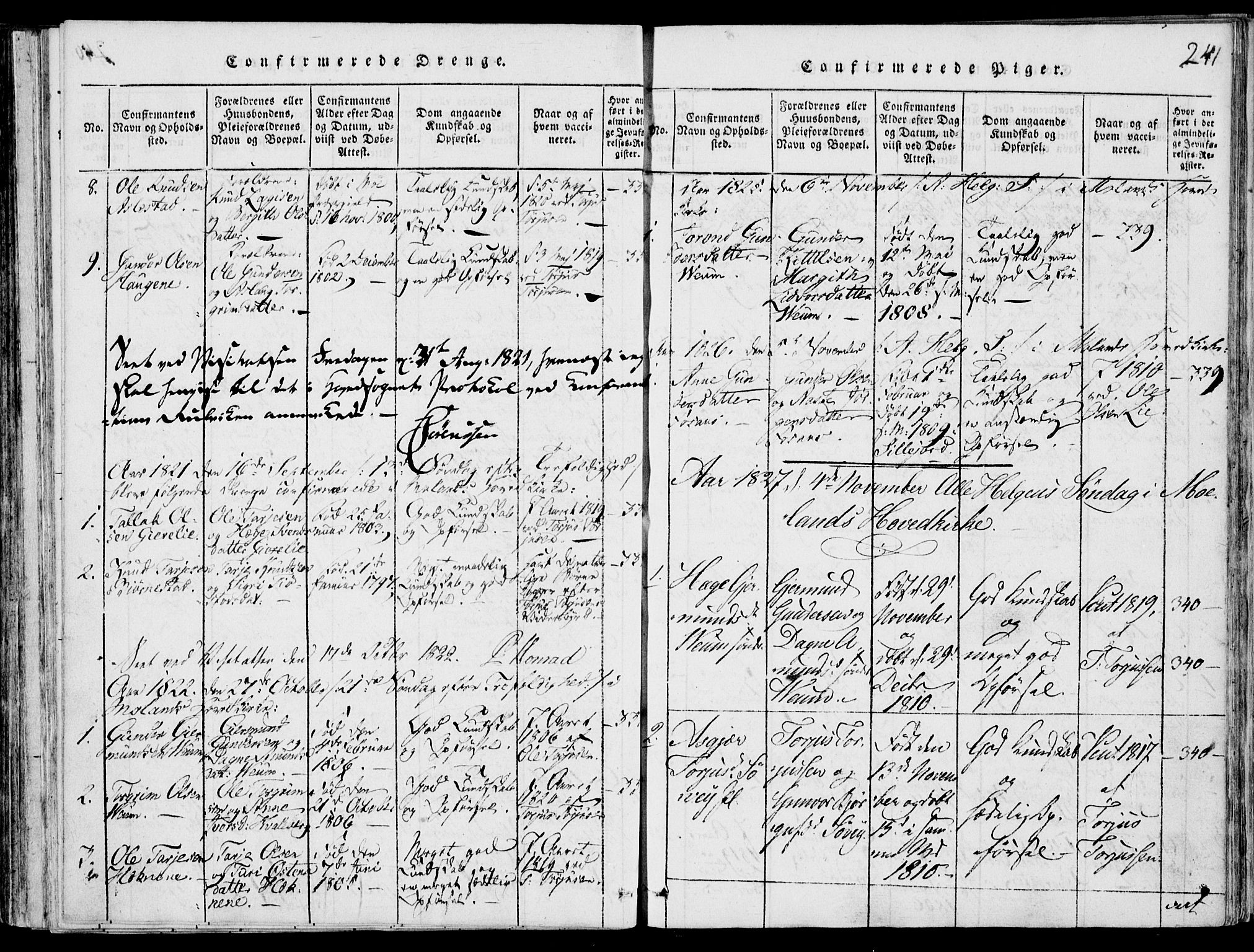 Fyresdal kirkebøker, AV/SAKO-A-263/F/Fb/L0001: Parish register (official) no. II 1, 1815-1854, p. 241