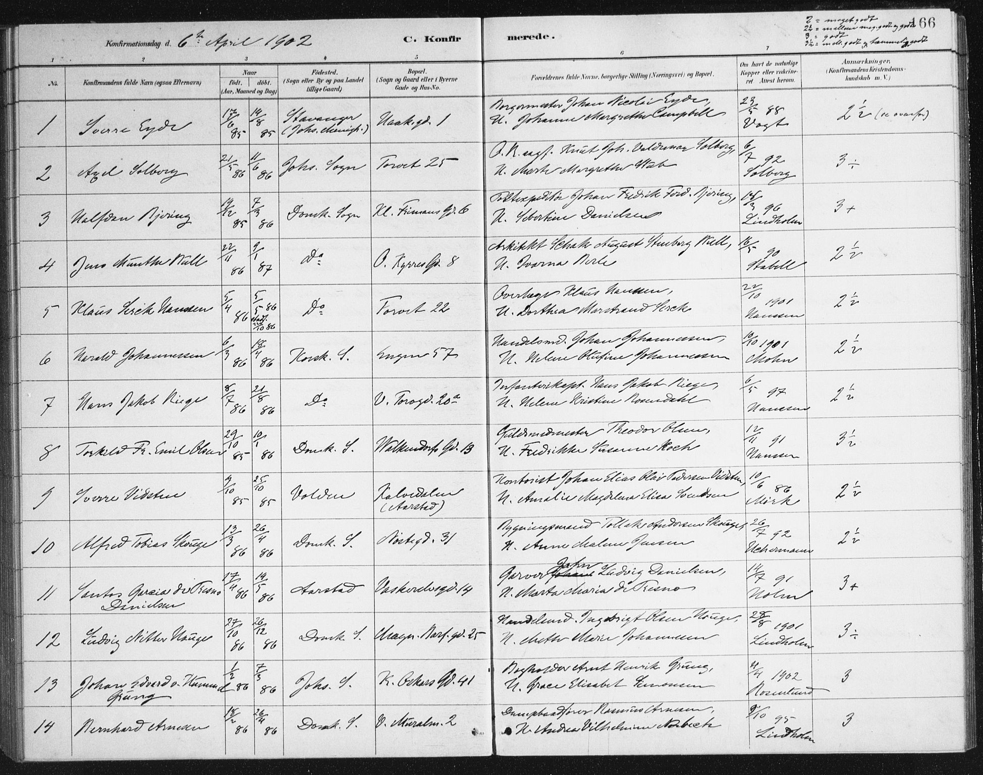 Domkirken sokneprestembete, SAB/A-74801/H/Haa/L0066: Curate's parish register no. A 4, 1880-1912, p. 166