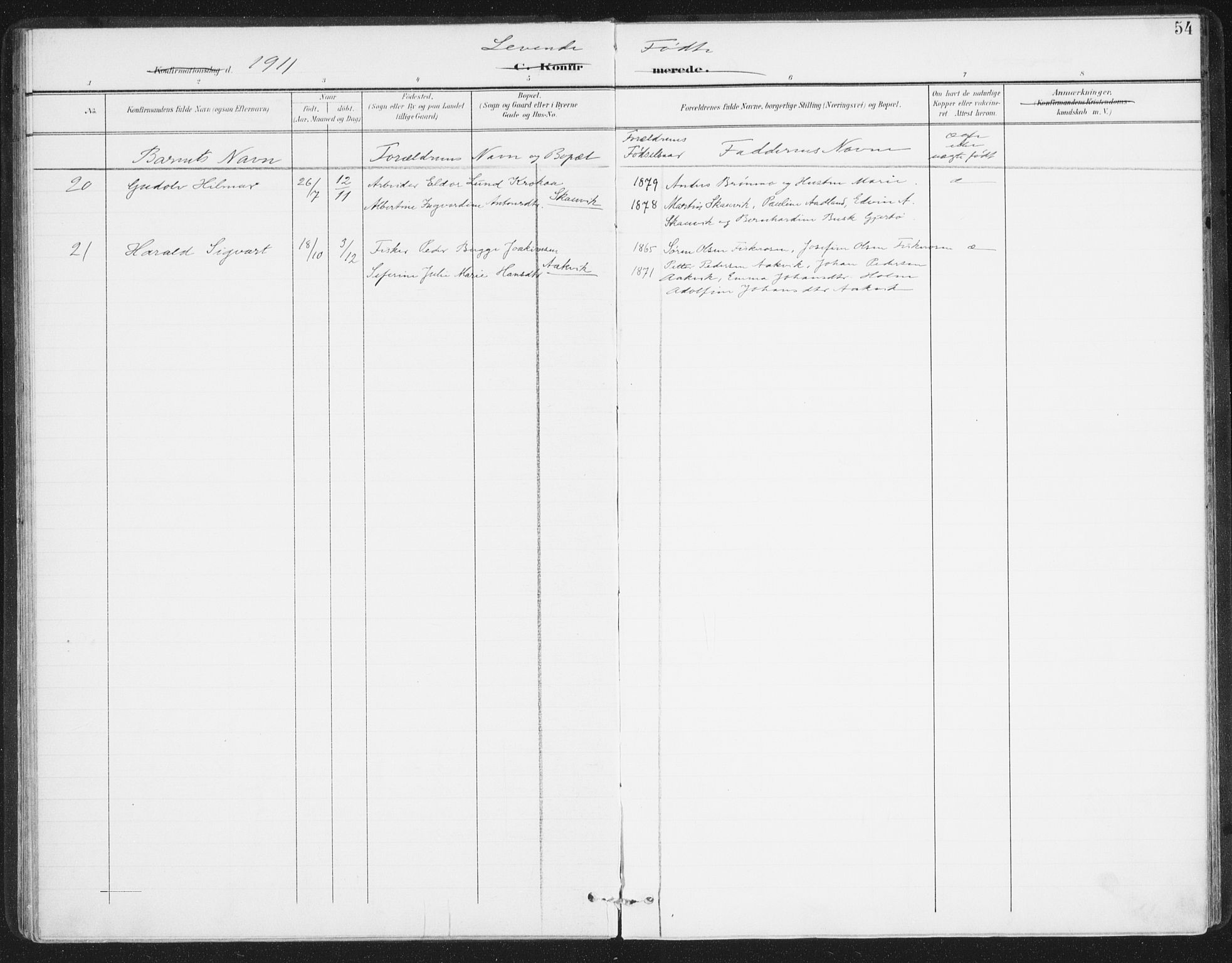 Ministerialprotokoller, klokkerbøker og fødselsregistre - Nordland, AV/SAT-A-1459/811/L0167: Parish register (official) no. 811A04, 1899-1913, p. 54