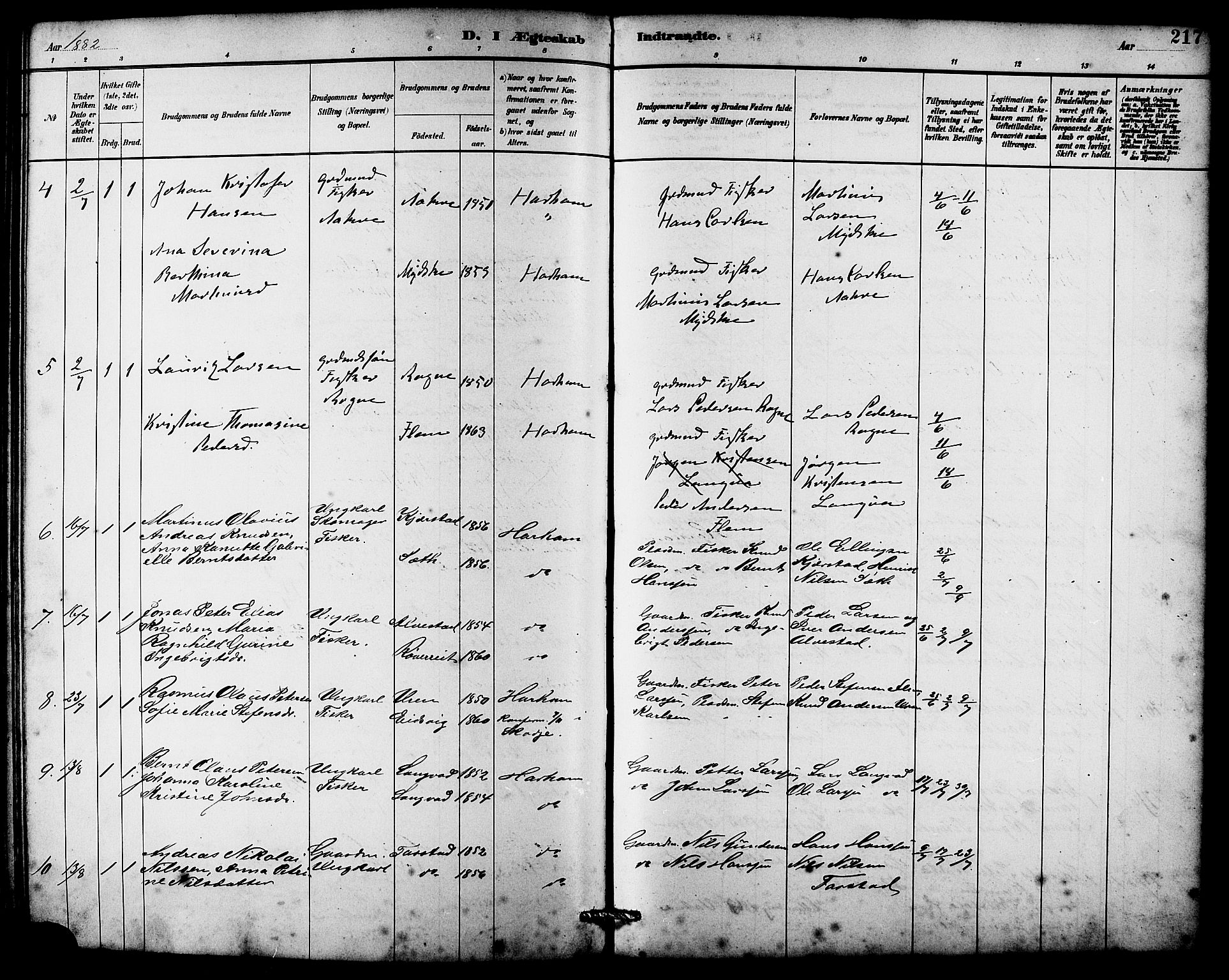 Ministerialprotokoller, klokkerbøker og fødselsregistre - Møre og Romsdal, AV/SAT-A-1454/536/L0510: Parish register (copy) no. 536C05, 1881-1898, p. 217