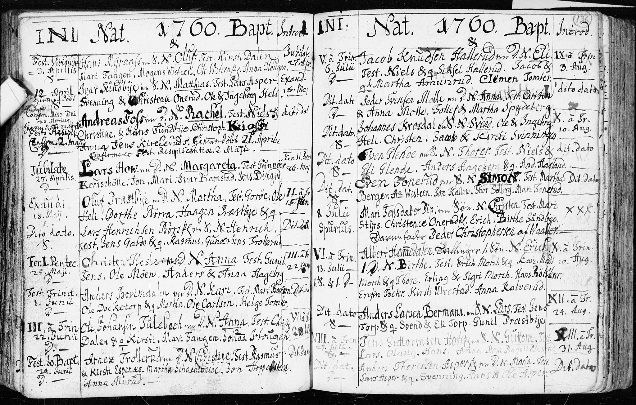 Spydeberg prestekontor Kirkebøker, AV/SAO-A-10924/F/Fa/L0002: Parish register (official) no. I 2, 1739-1780, p. 136