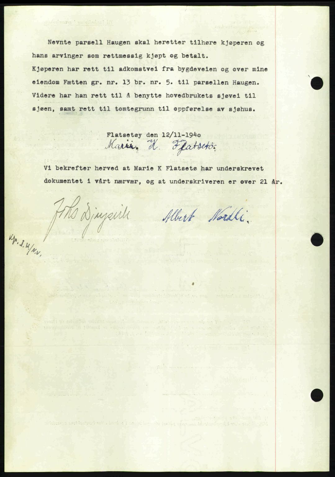 Nordmøre sorenskriveri, SAT/A-4132/1/2/2Ca: Mortgage book no. A89, 1940-1941, Diary no: : 2067/1940