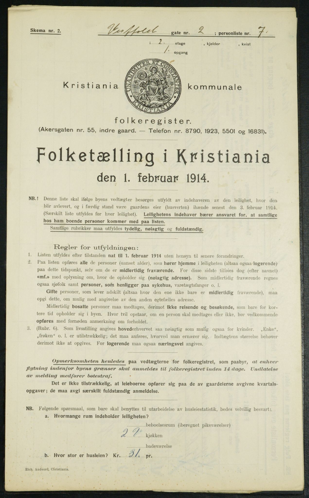 OBA, Municipal Census 1914 for Kristiania, 1914, p. 123468