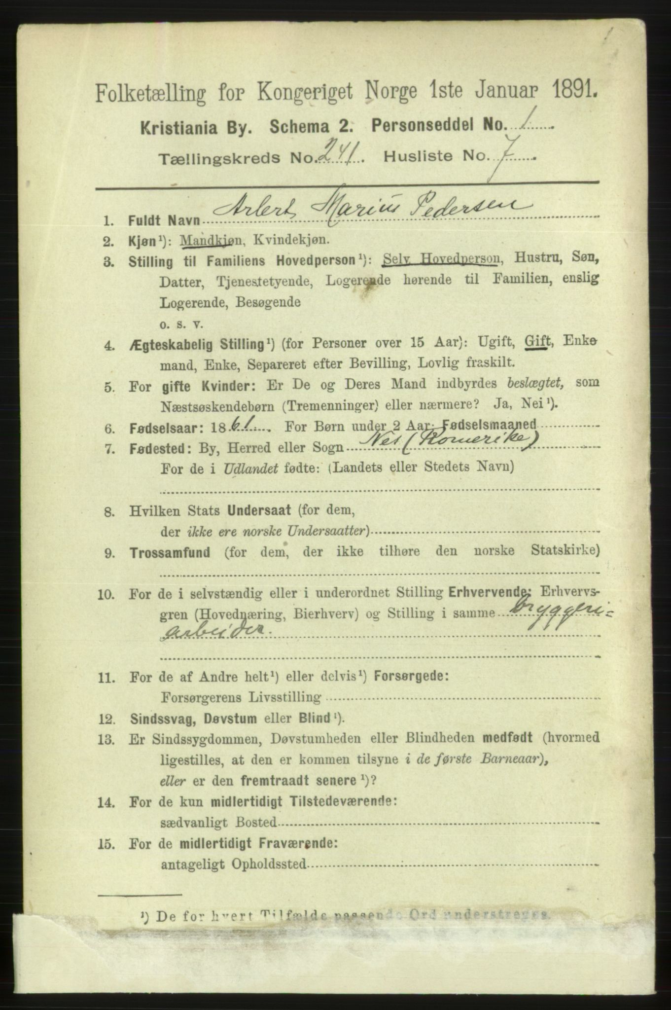 RA, 1891 census for 0301 Kristiania, 1891, p. 146392