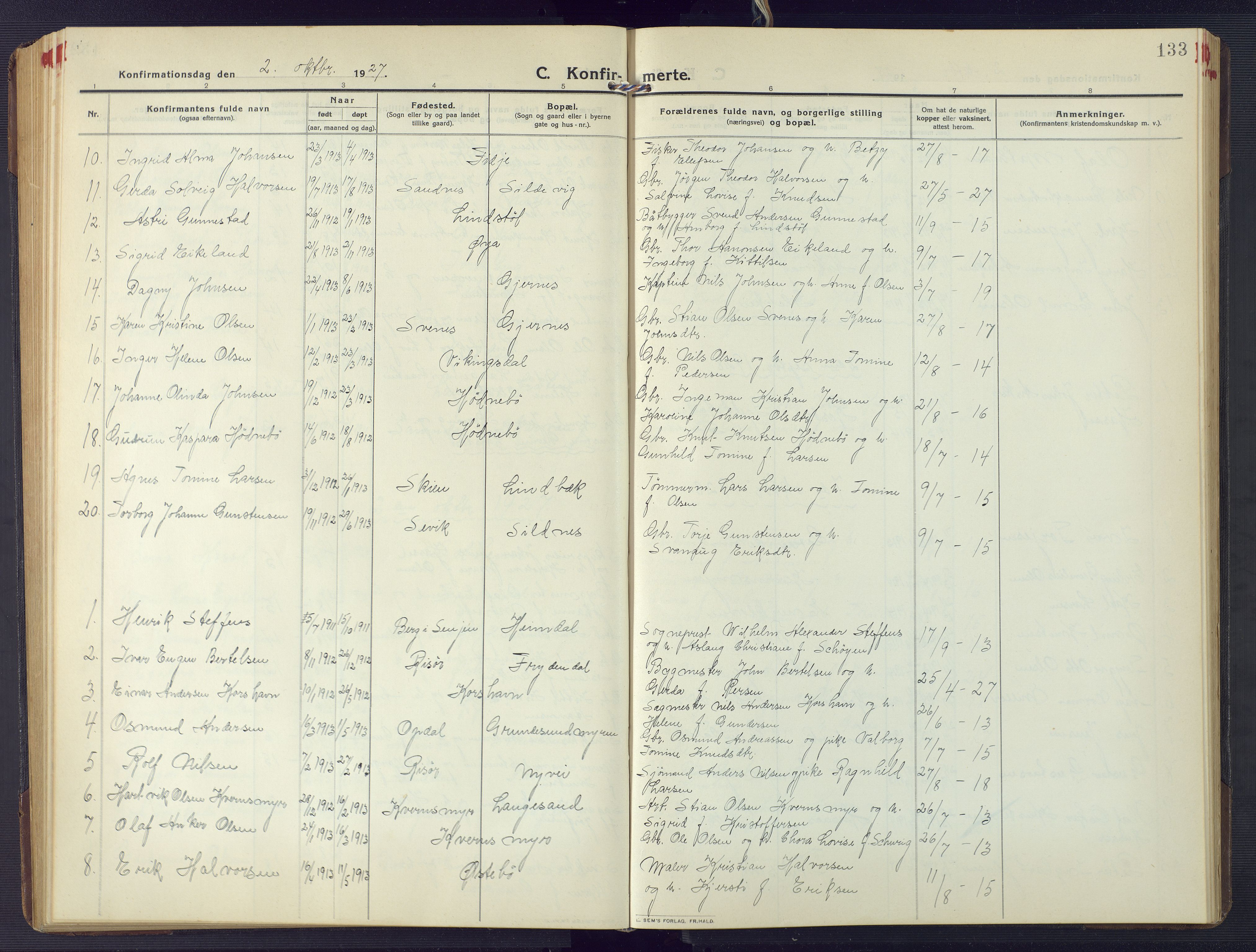 Søndeled sokneprestkontor, AV/SAK-1111-0038/F/Fb/L0006: Parish register (copy) no. B 7, 1912-1947, p. 133