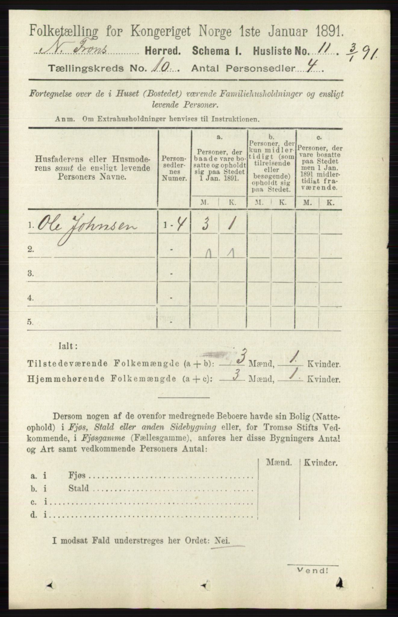 RA, 1891 census for 0518 Nord-Fron, 1891, p. 4312