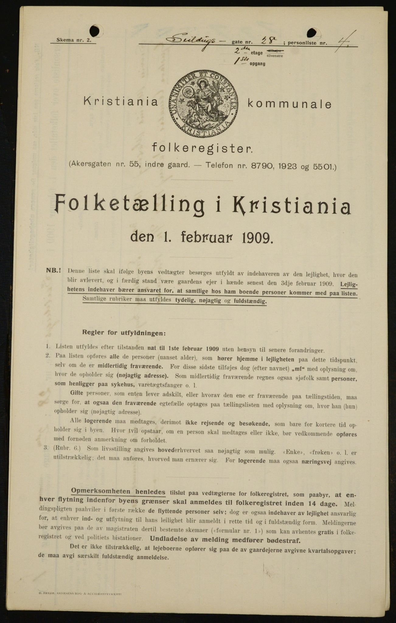 OBA, Municipal Census 1909 for Kristiania, 1909, p. 85846